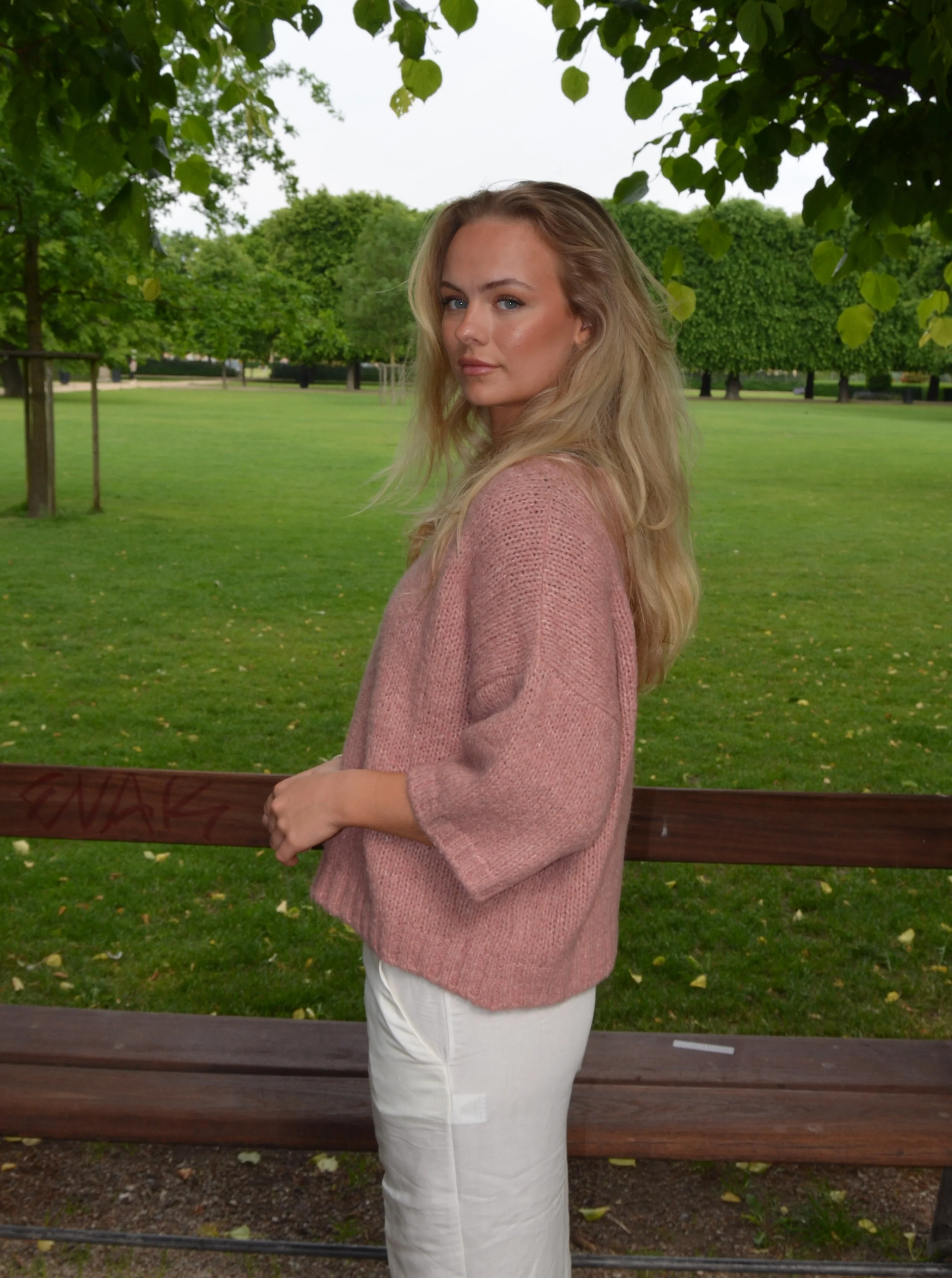 Hedvig striktrøje med korte ærmer - Lyserød - Image 3