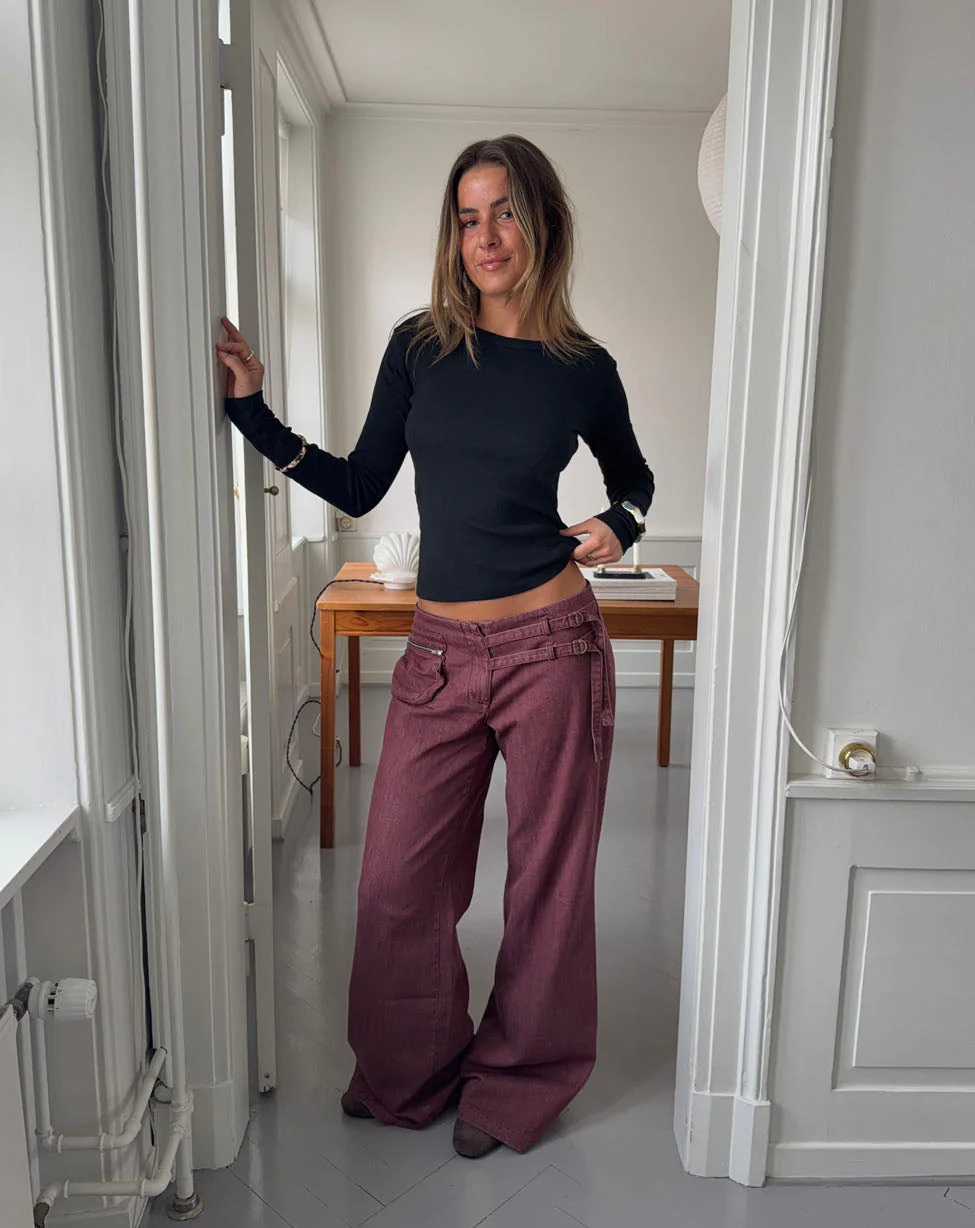 Sussa bukser med detaljer - Bordeaux
