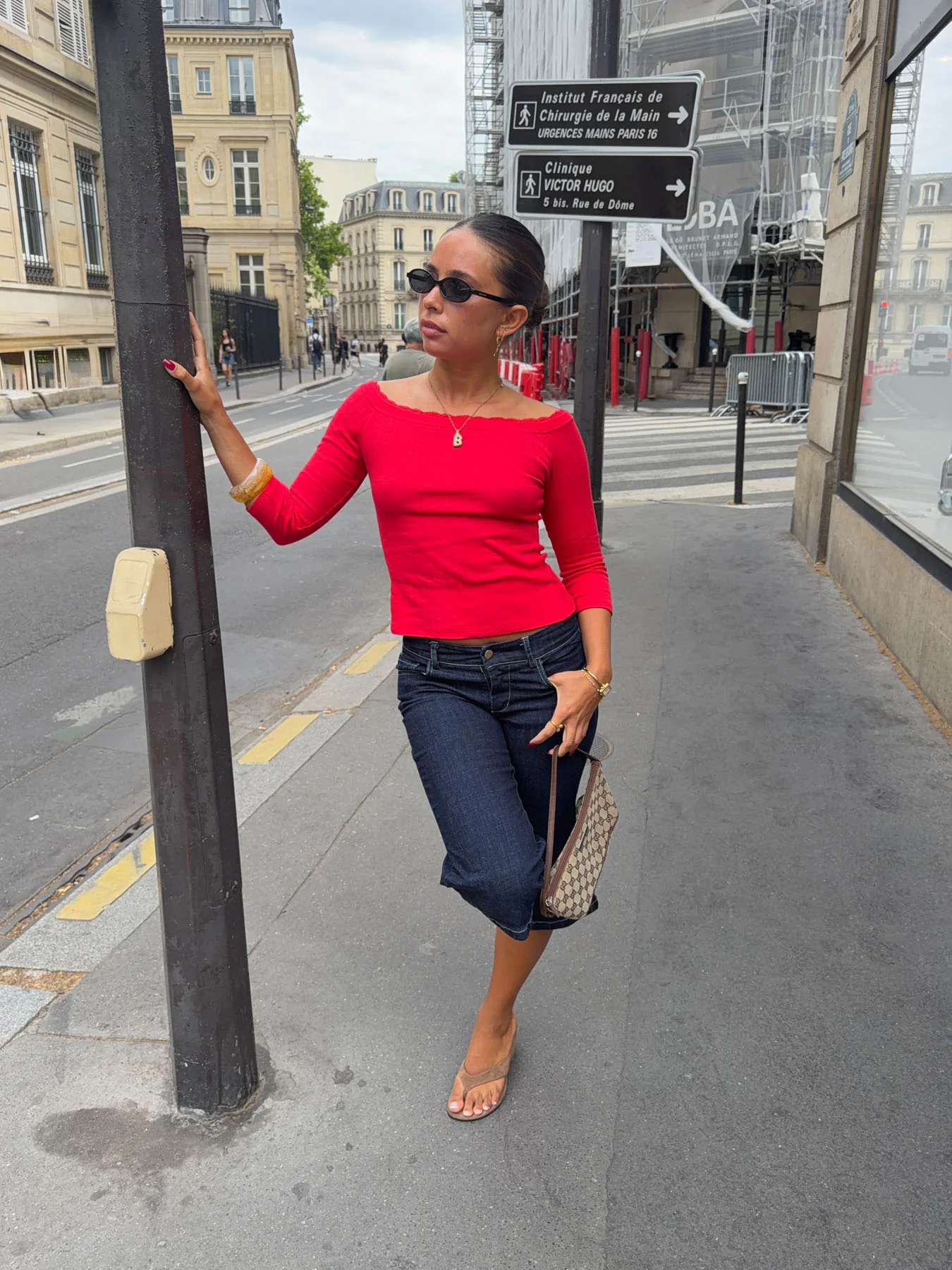 Agatha pointelle bluse med trekvartærmer - Rød - Image 17