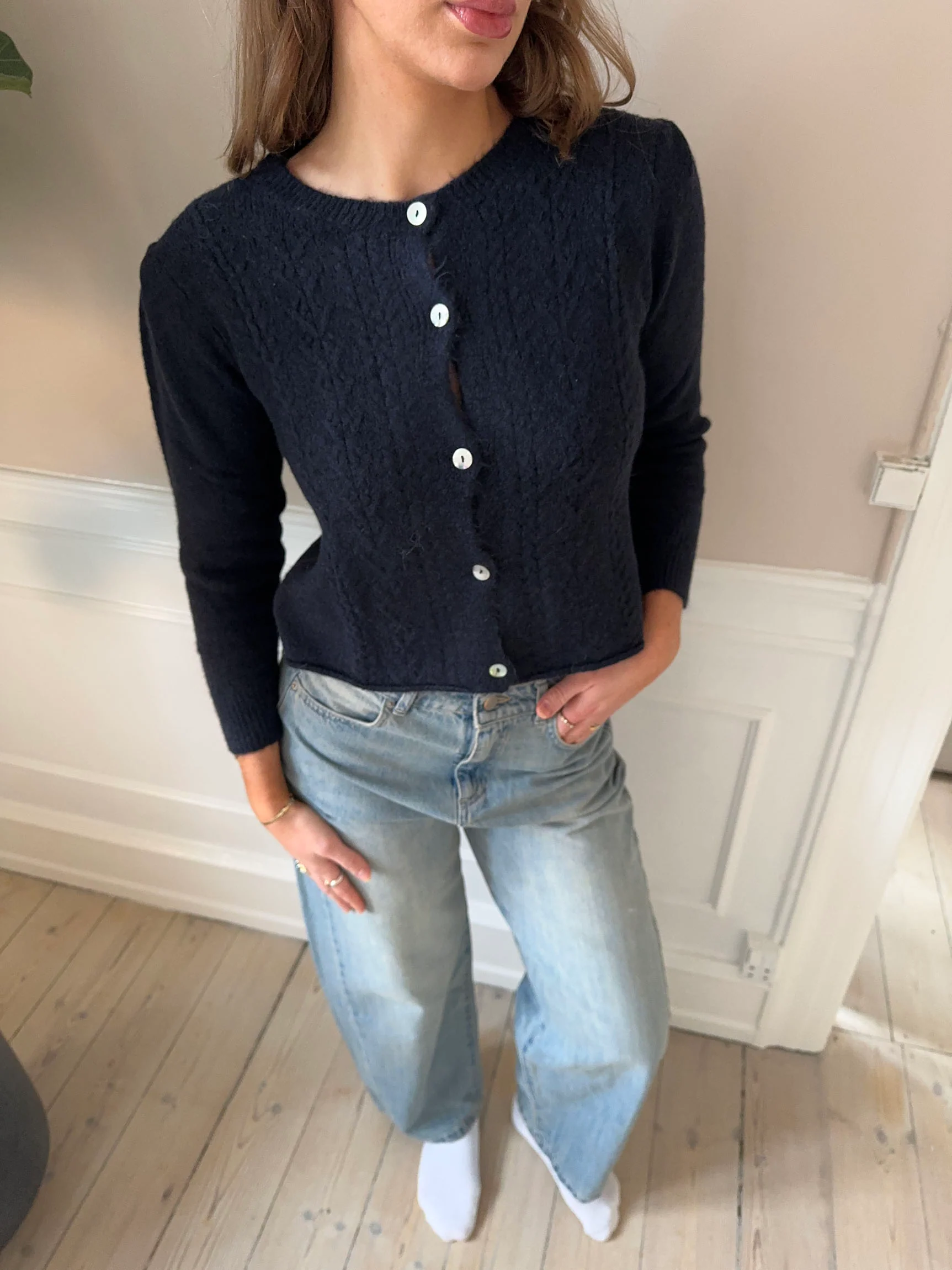 Cilla strikket cardigan - Navy - Image 2