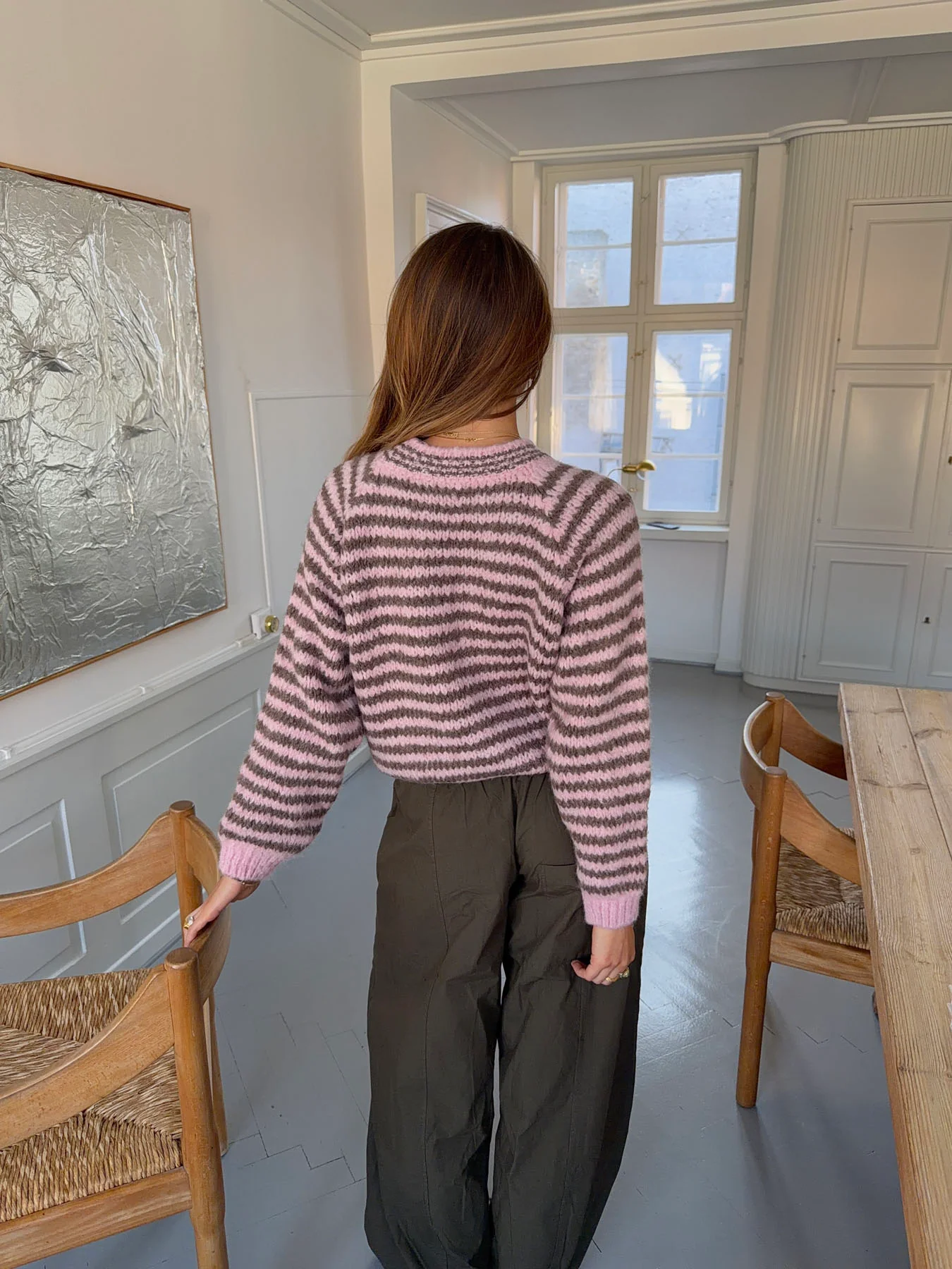 Zeya striktrøje med striber - Lyserød/taupe - Image 3