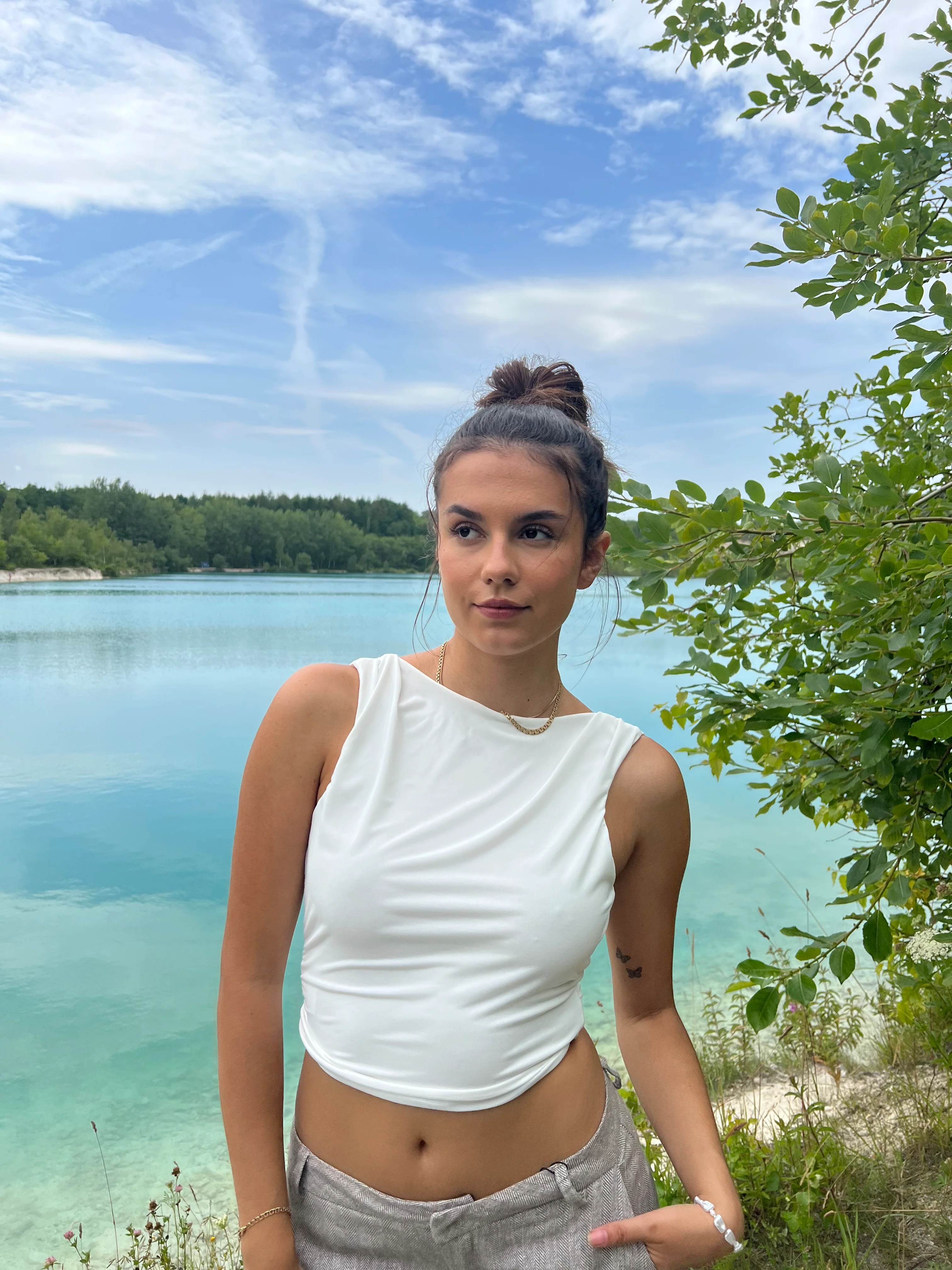 Cami top med åben ryg - Hvid - Image 6