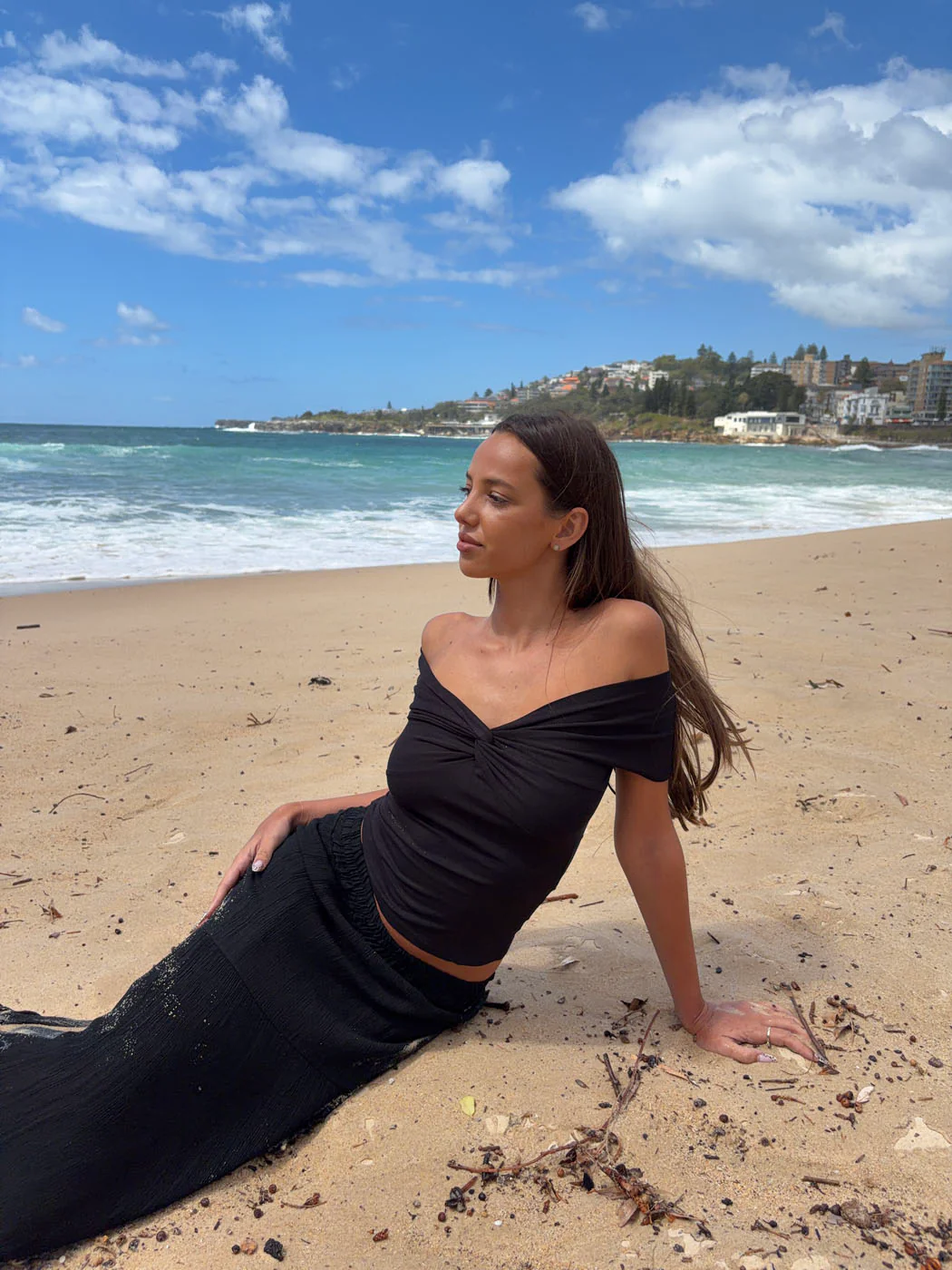 Abigail off shoulder top - Sort - Image 6