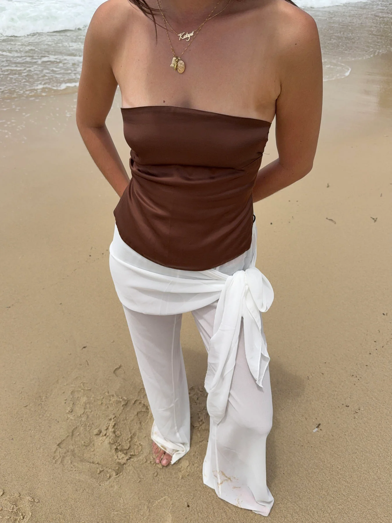 Belle satintop - Brun - Image 7
