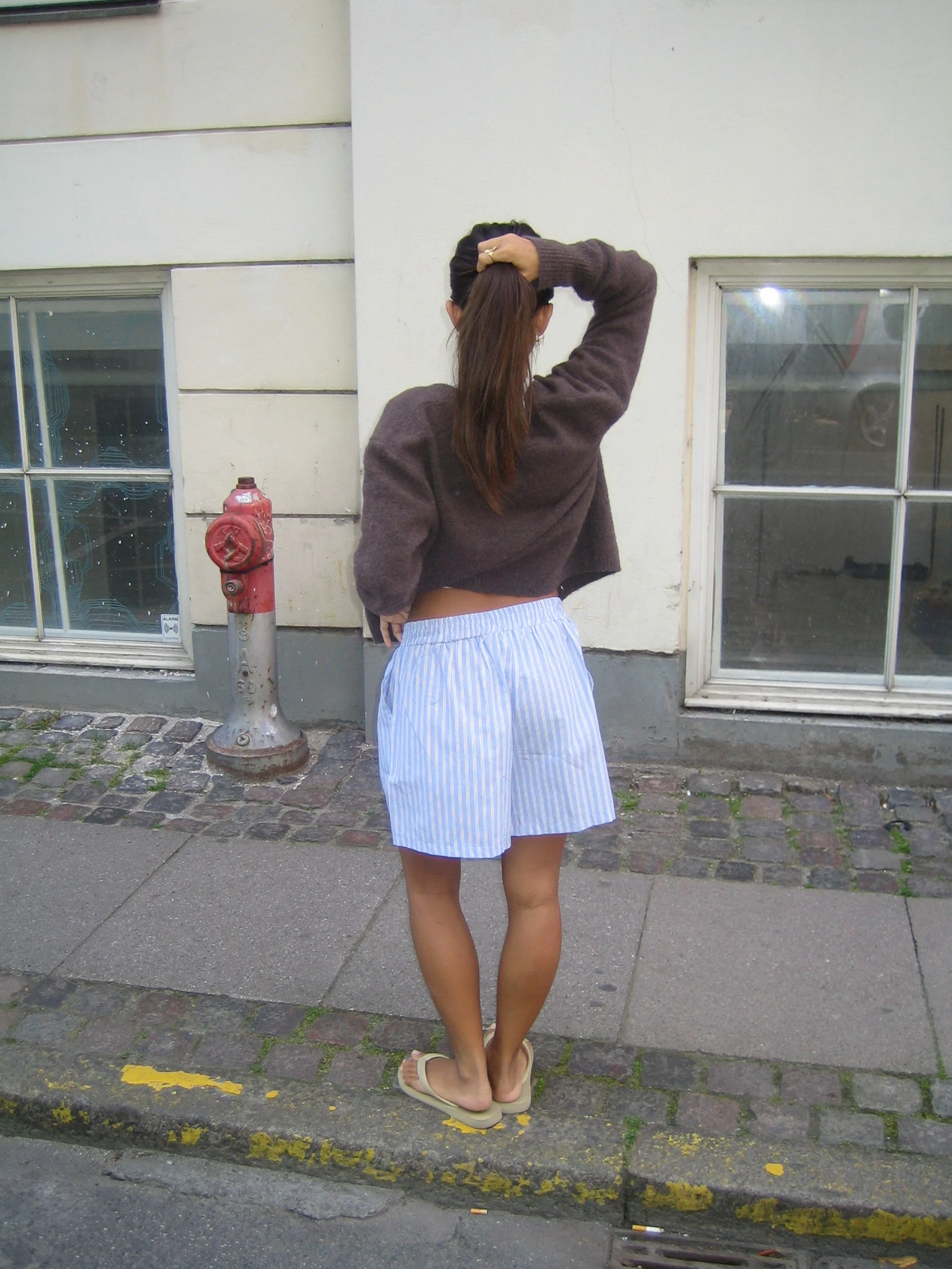 Andrea shorts med striber - BlĂĄ/hvid - Image 8