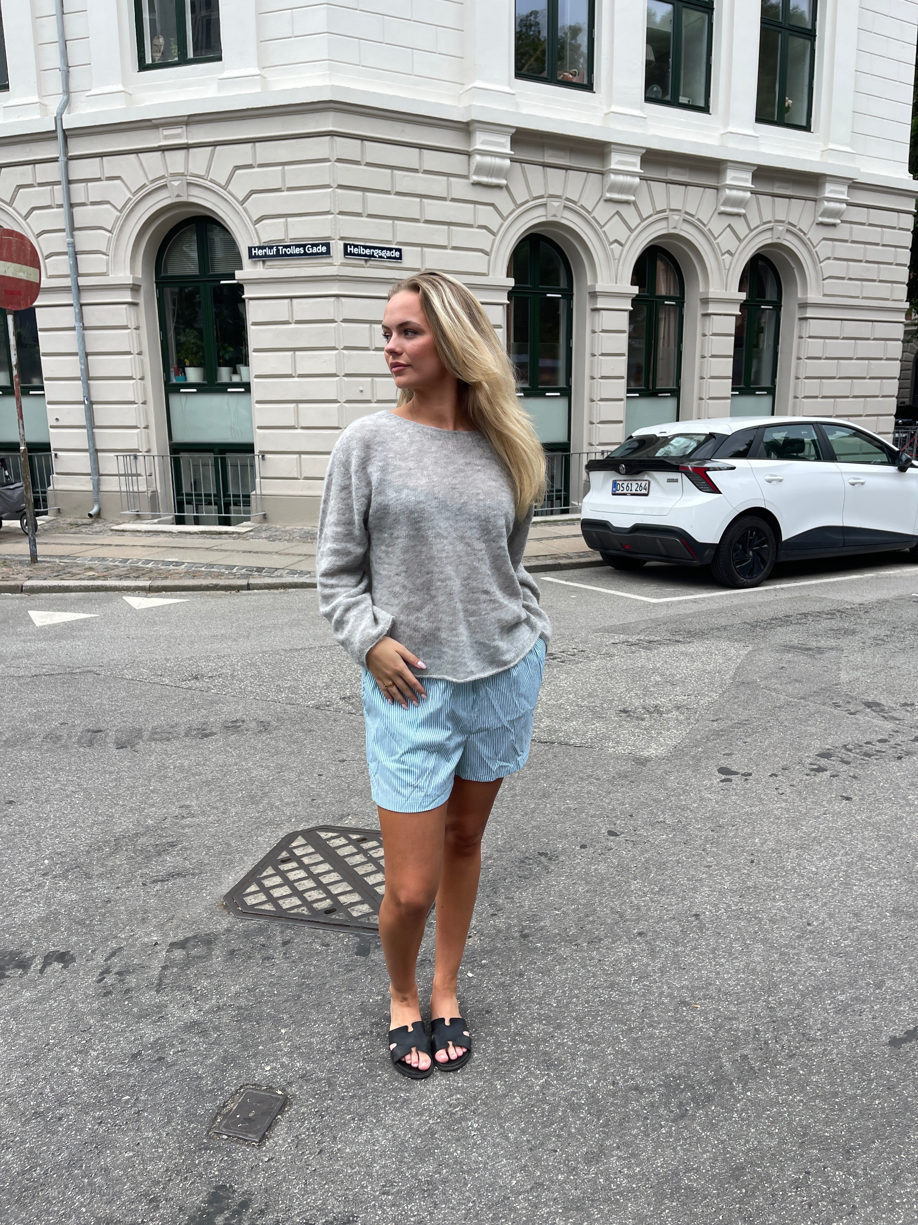 Andrea shorts med striber - Grøn/hvid - Image 7