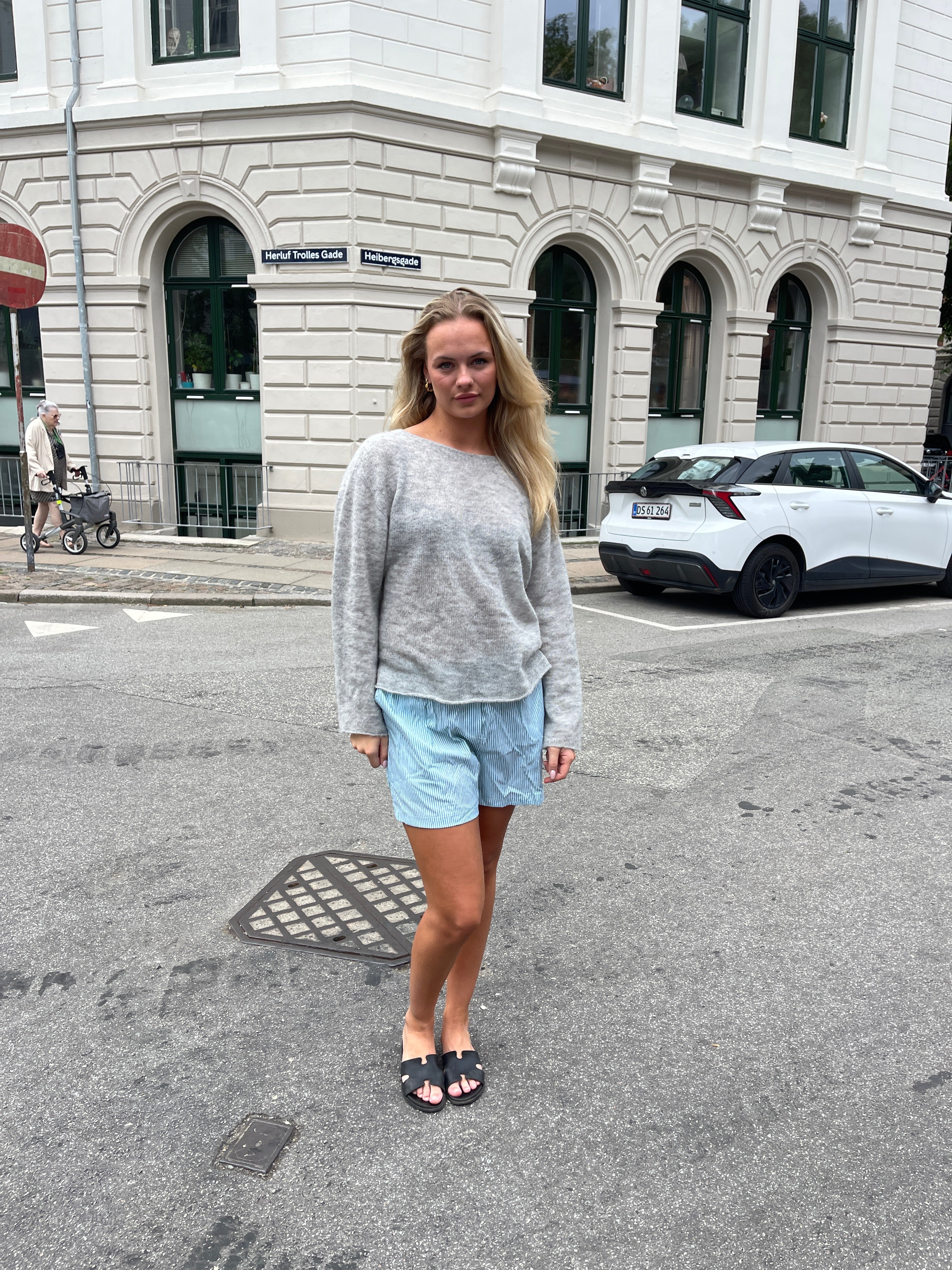 Andrea shorts med striber - Grøn/hvid - Image 8