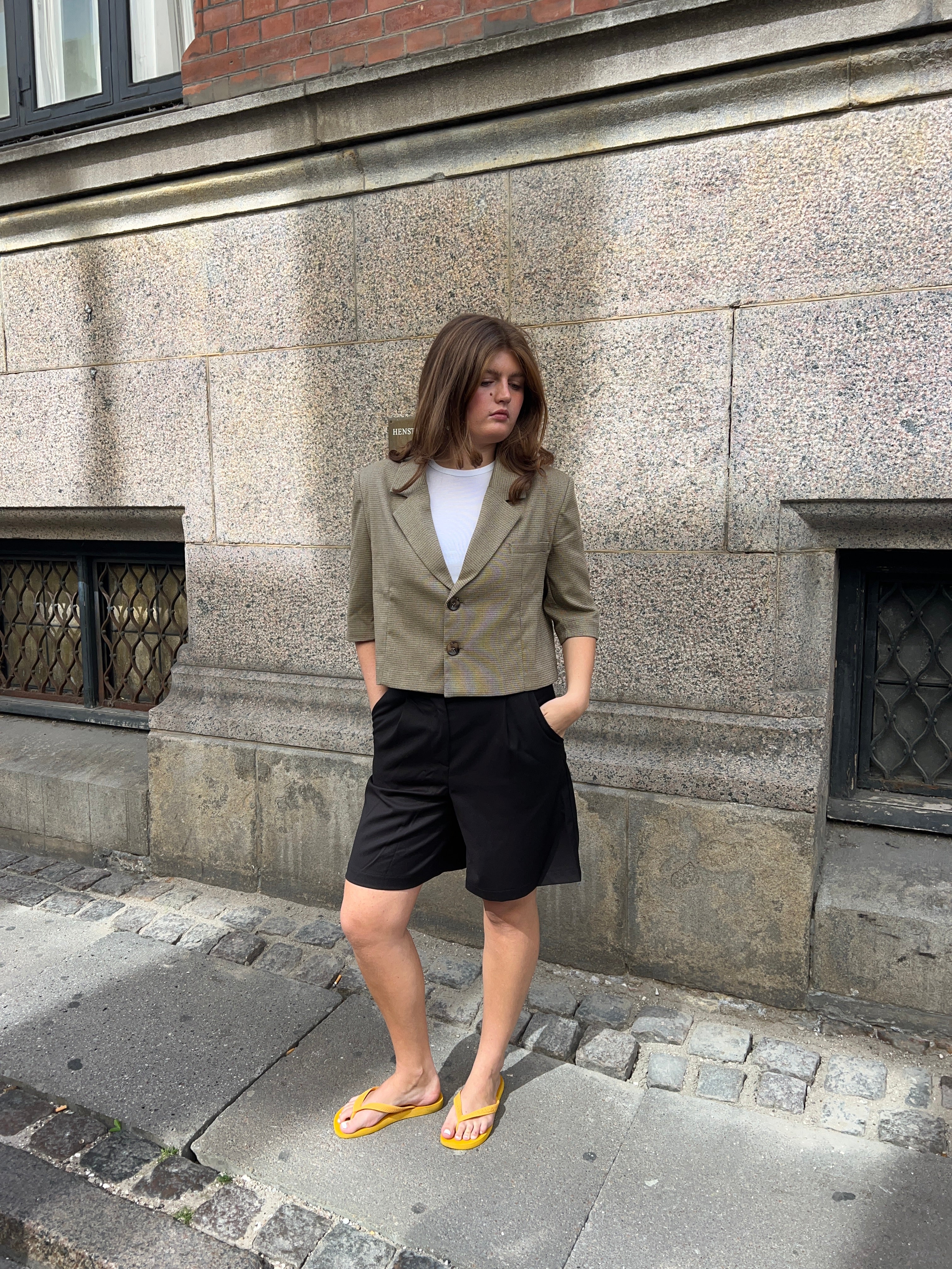 Juliane cropped blazer i tern - Grøn - Image 6