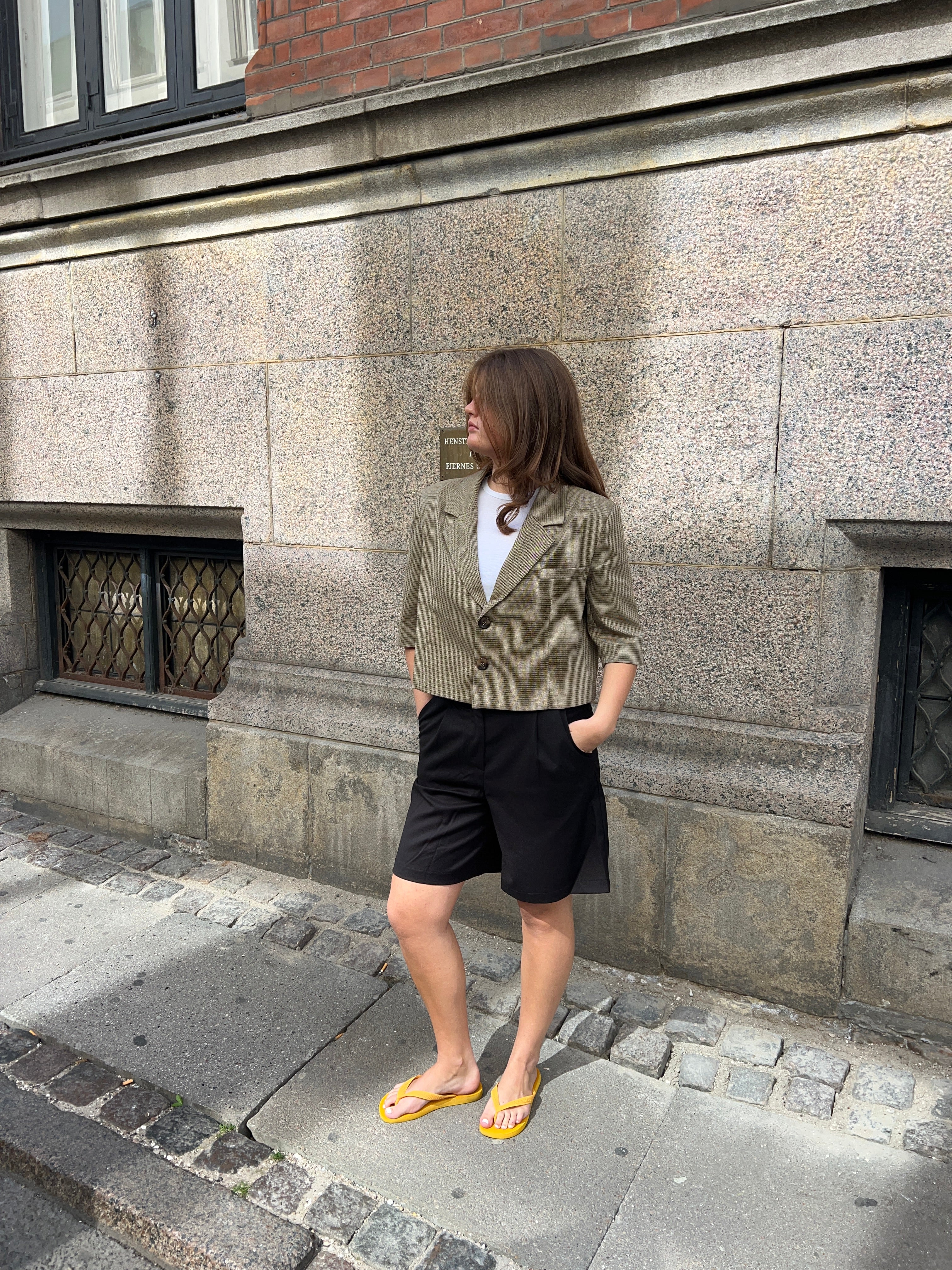 Juliane cropped blazer i tern - Grøn - Image 7