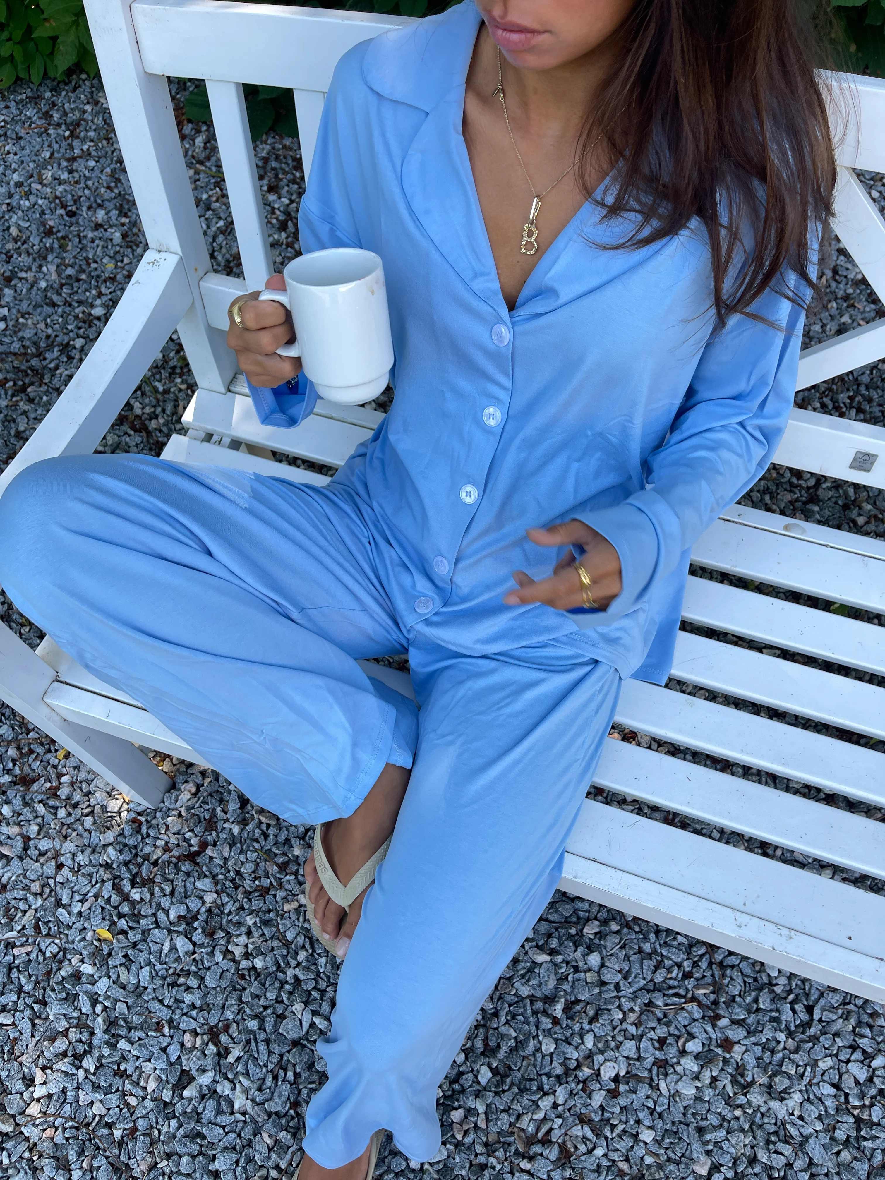 Laura pyjamasskjorte - Lyseblå - Image 4