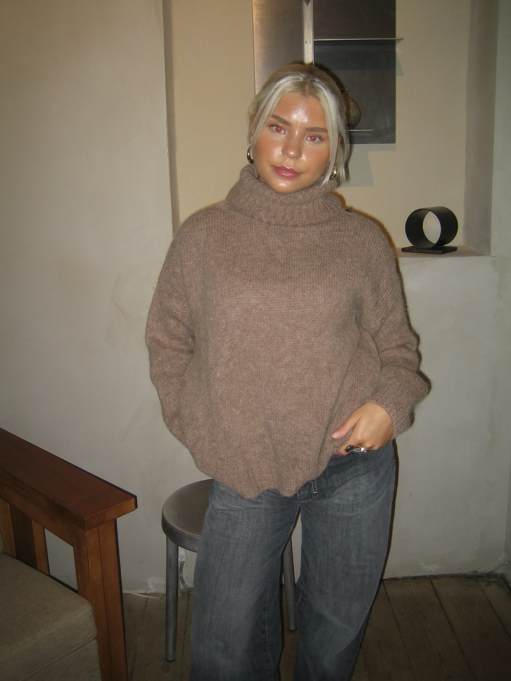 Idun striktrøje med turtleneck  - Brun - Image 9