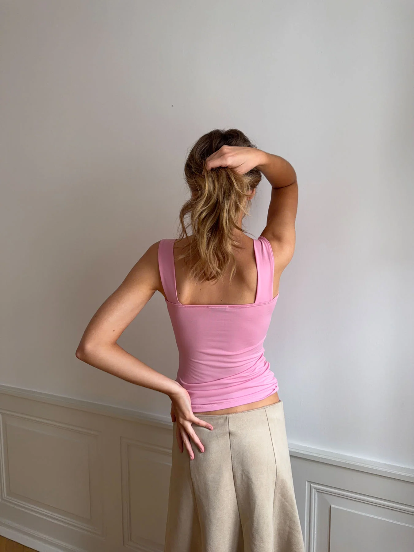 Mandaline top med blondedetalje - Pink - Image 10