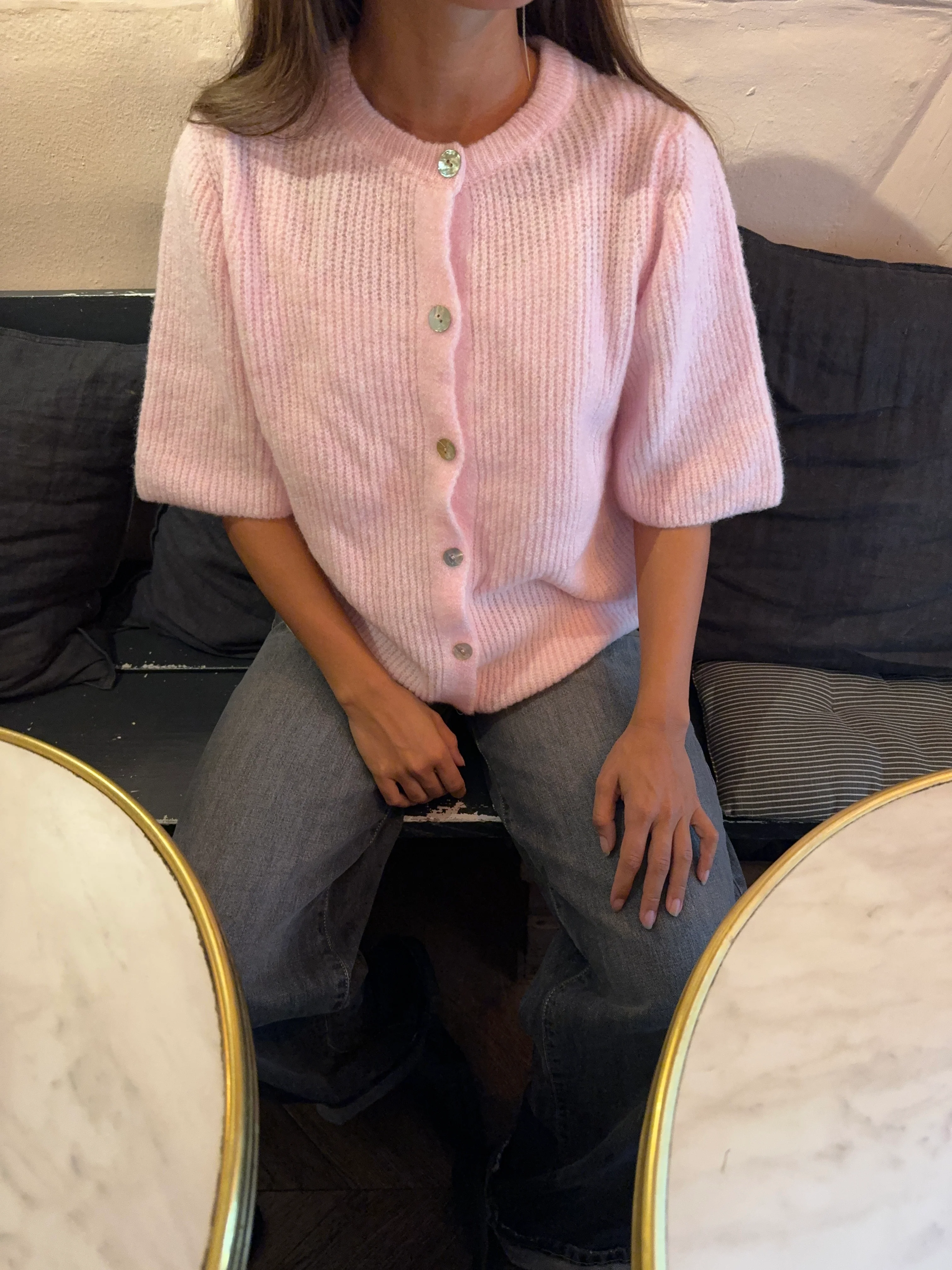 Serena strikket kortærmet cardigan - Lyserød - Image 6