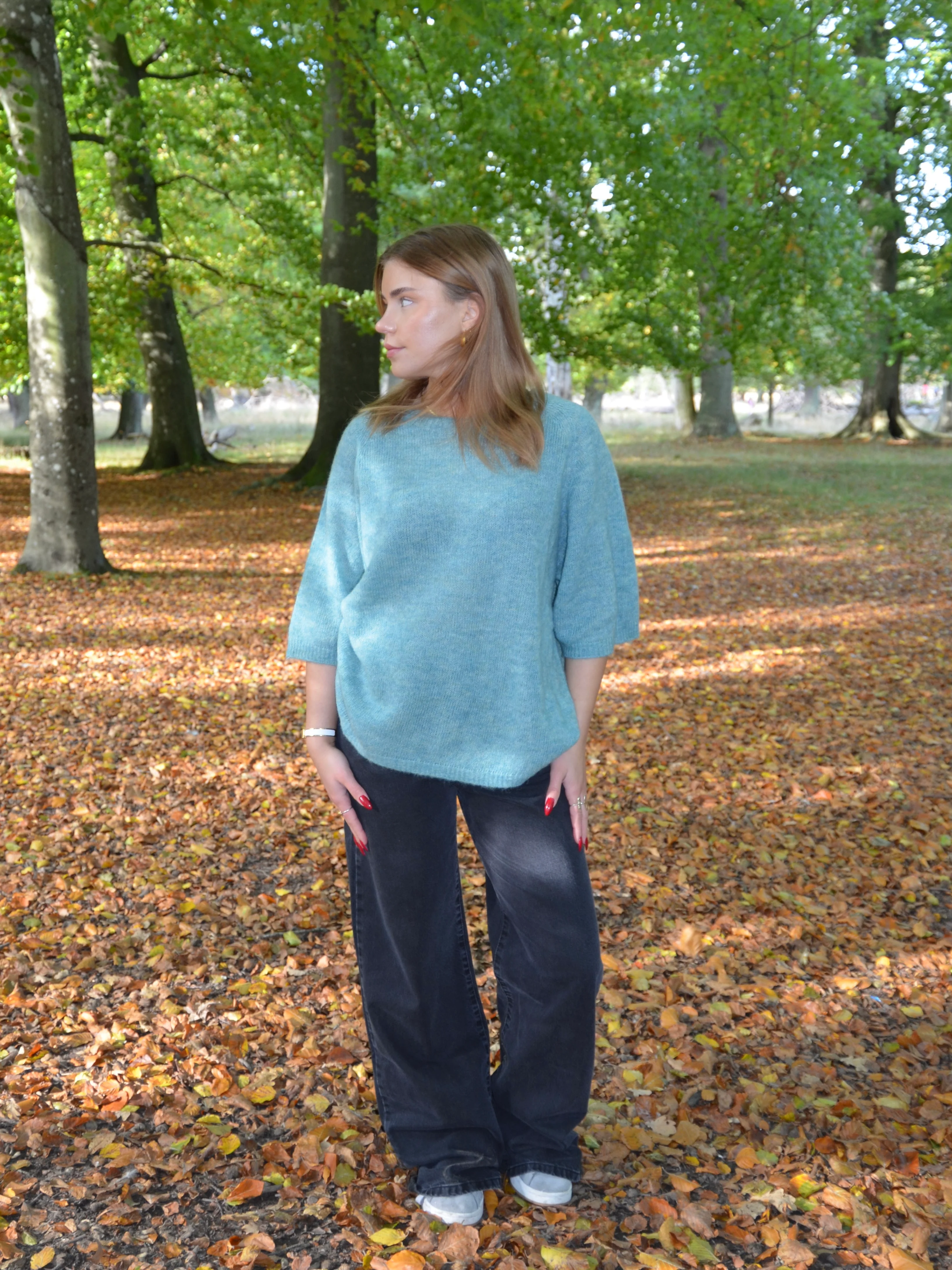 Isabell trekvartærmet striktrøje - Blå-grøn - Image 5