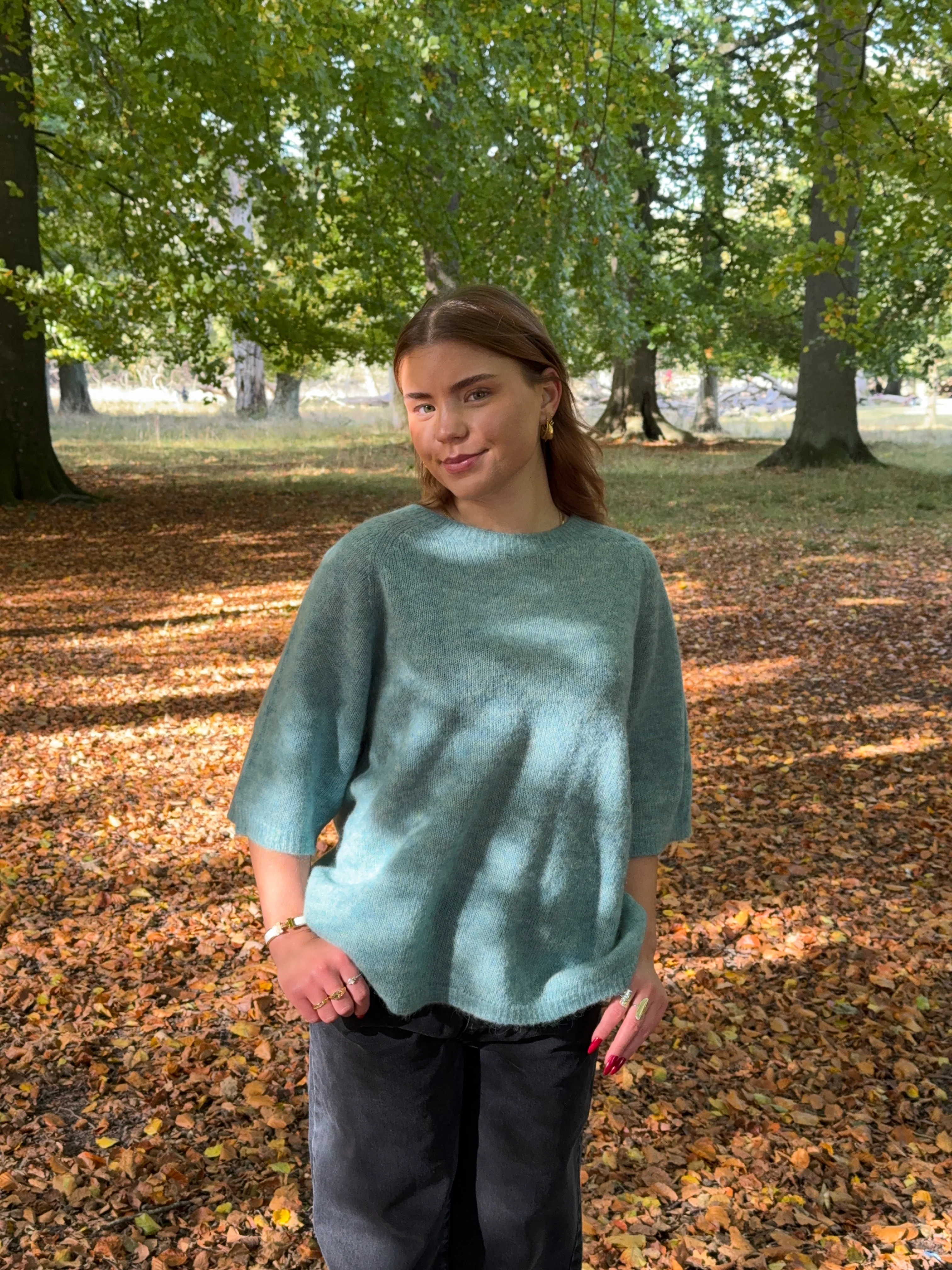 Isabell trekvartærmet striktrøje - Blå-grøn - Image 8