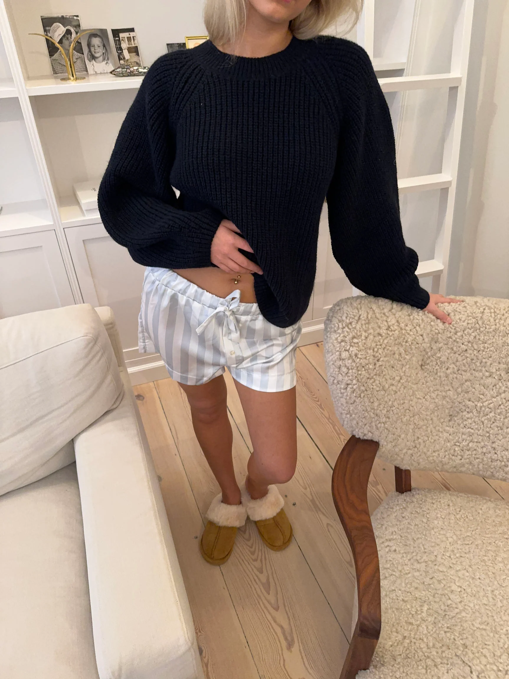 Finna pyjamasshorts med striber - Lyseblå/hvid - Image 7