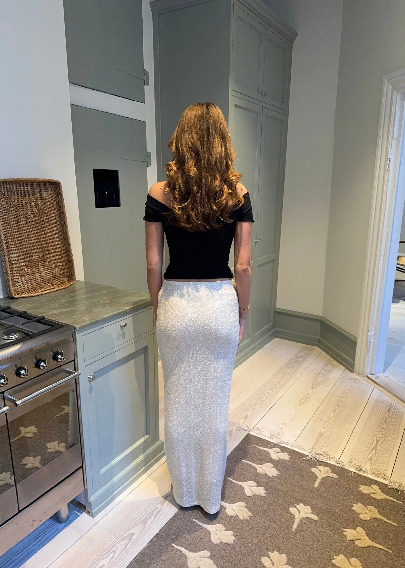 Bella maxinederdel med pallietter - Off white - Image 6