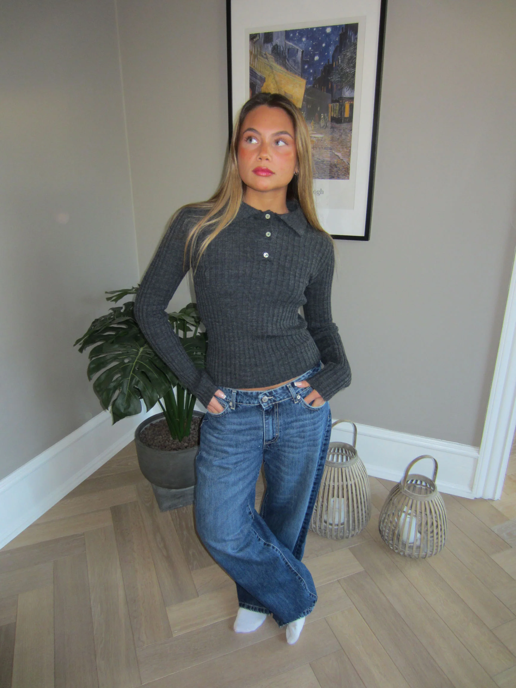 Sandra strikket polo - Mørk grå - Image 5