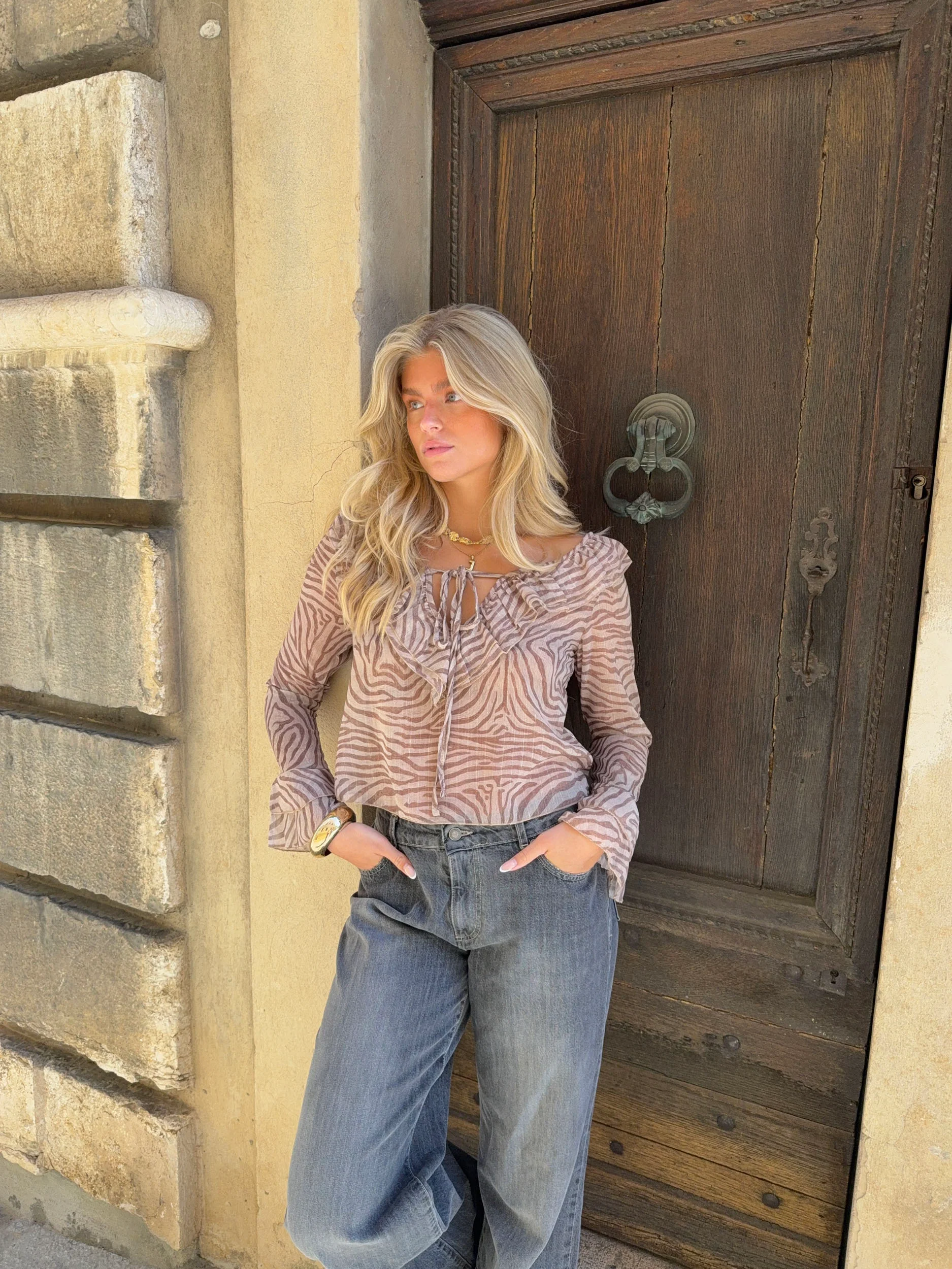 Capucine bluse med zebraprint - Brun - Image 14