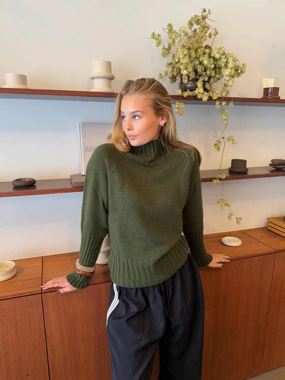 Alyssa striktrøje med turtleneck - Grøn - Image 5