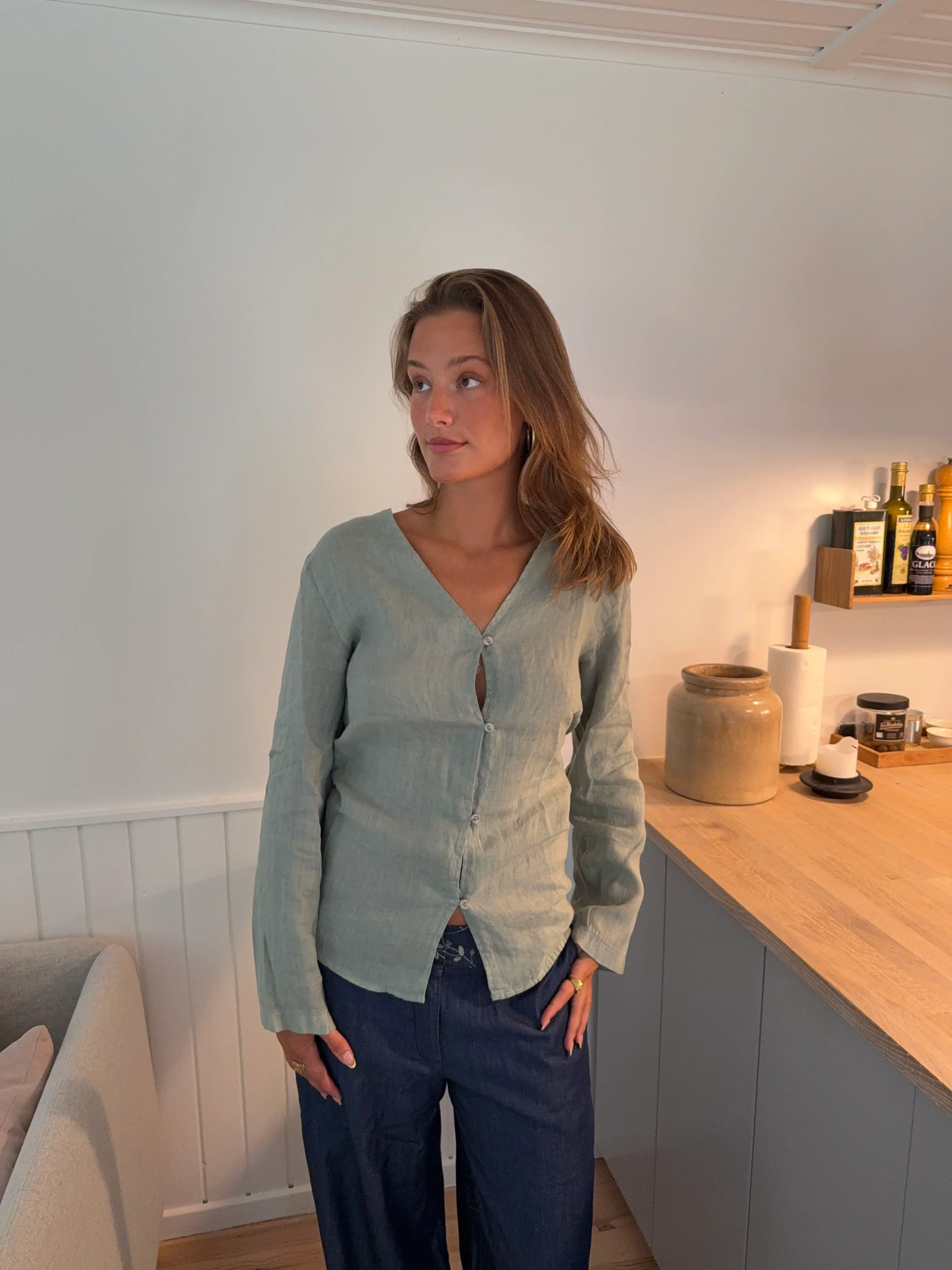 Amula hørskjorte - Lys kaki - Image 10
