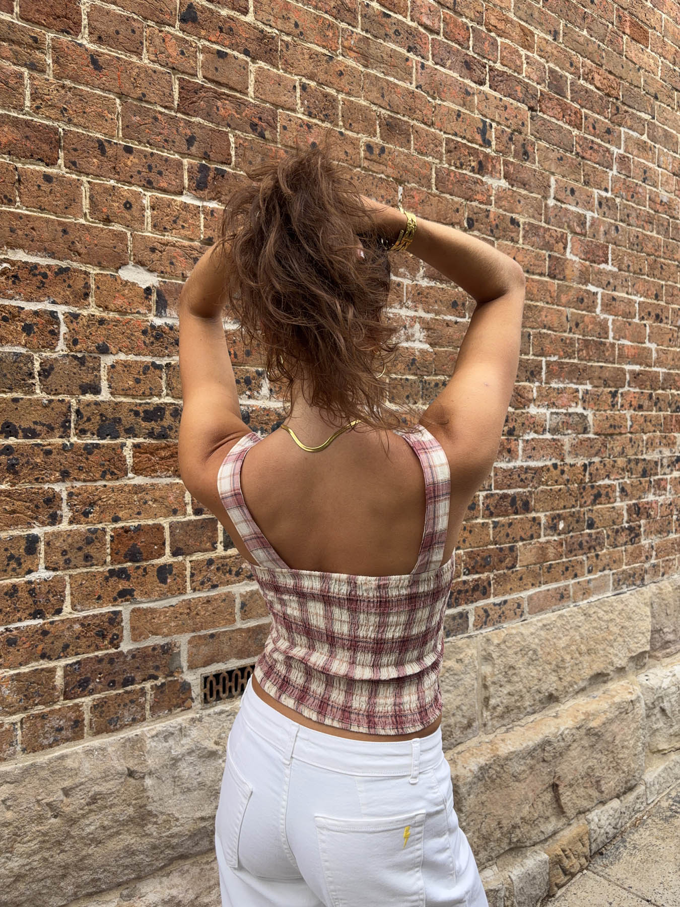 Maren top med tern - Rød/off white - Image 3