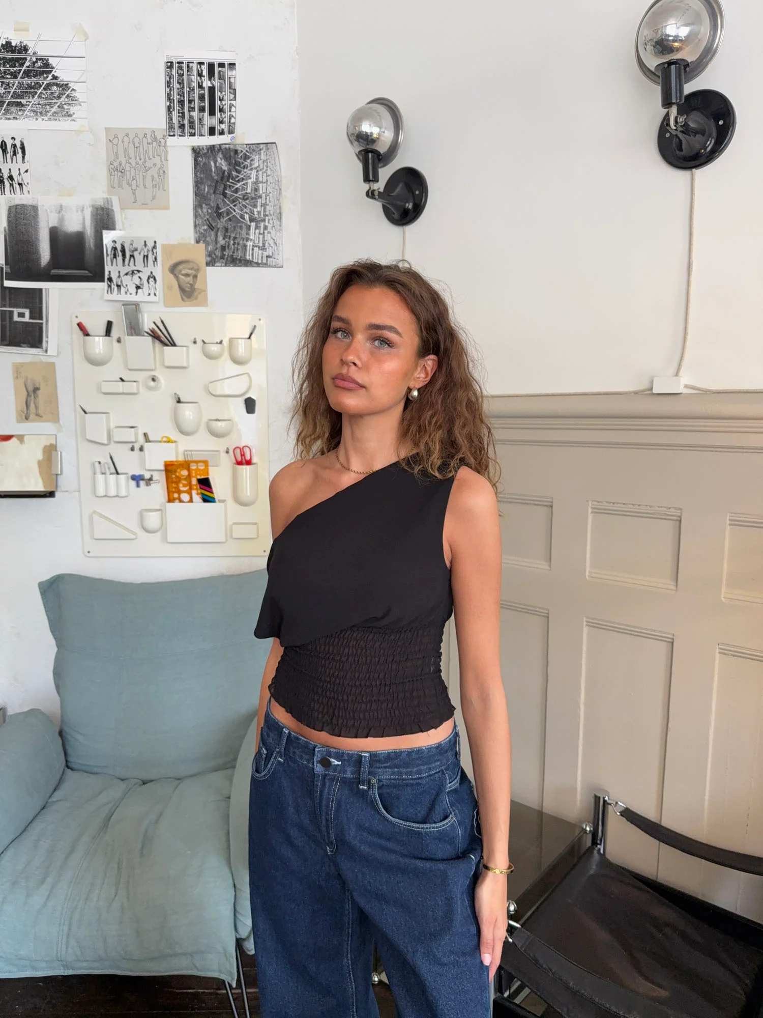 Tanua one shoulder top med smock - Sort - Image 11