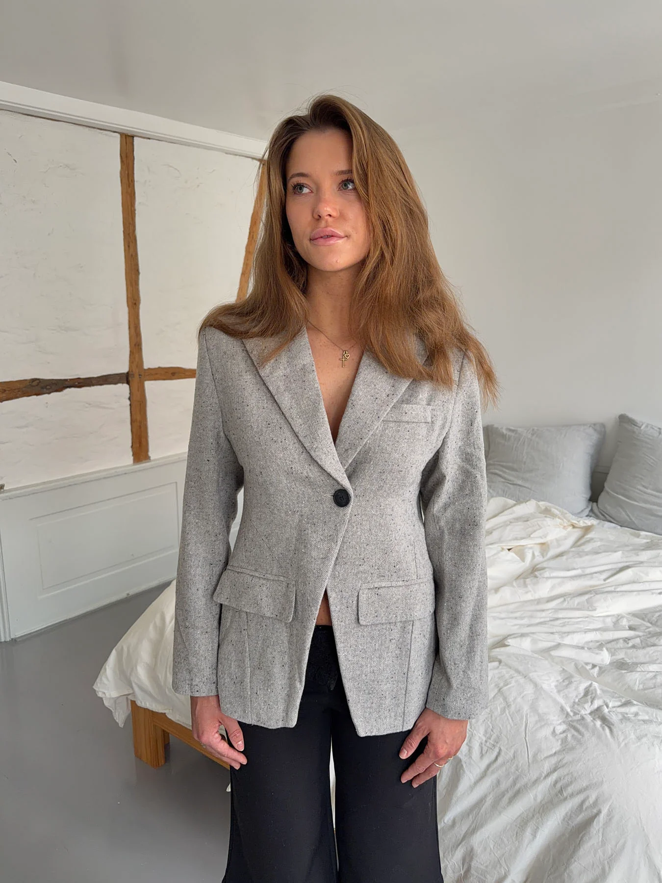 Sienna blazer i uld - Lysegrå - Image 4