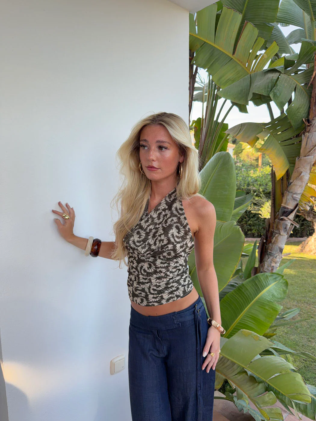 Susiana halternecktop med mønster - Grøn/off white - Image 13
