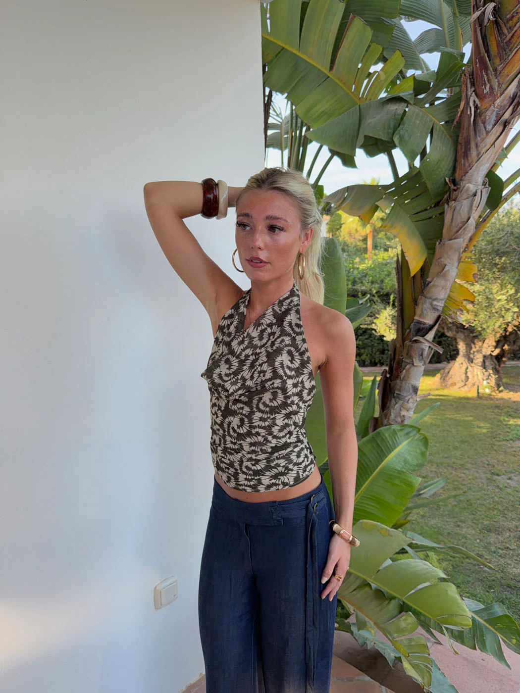 Susiana halternecktop med mønster - Grøn/off white - Image 21