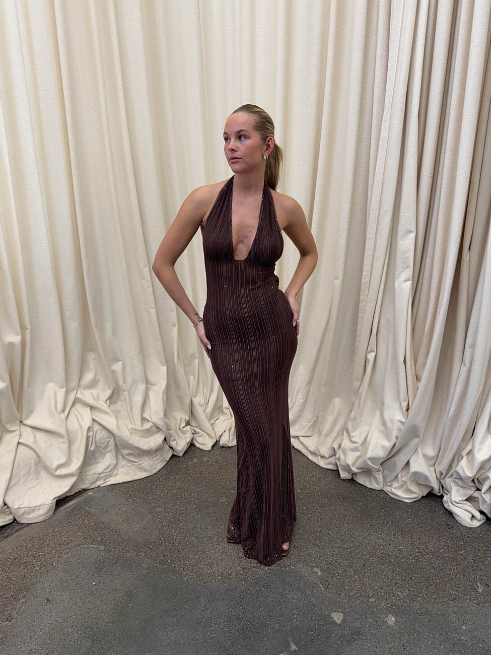 Sotina kjole med glitter - Brun - Image 10