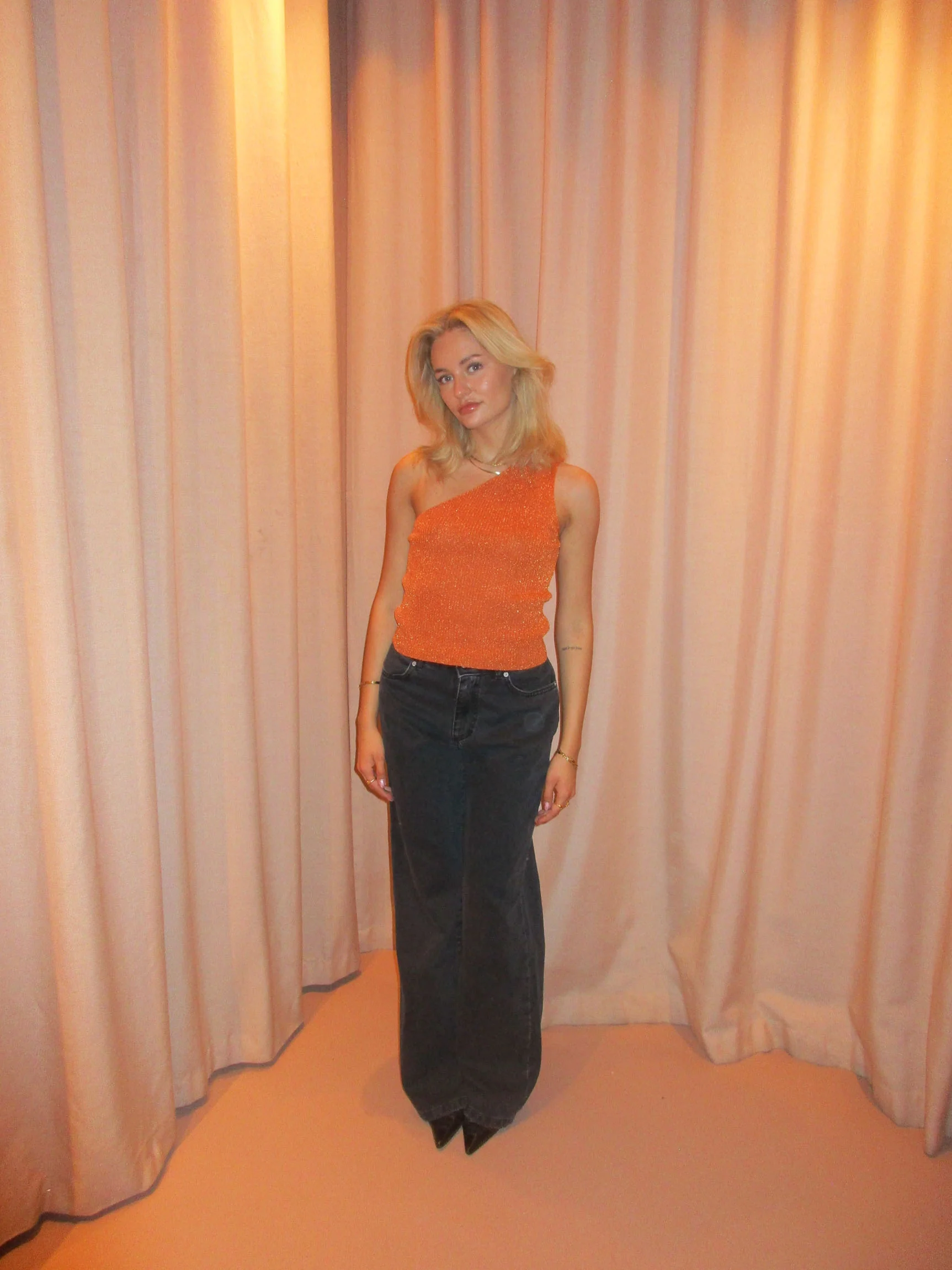 Cathie one shoulder top - Orange - Image 5