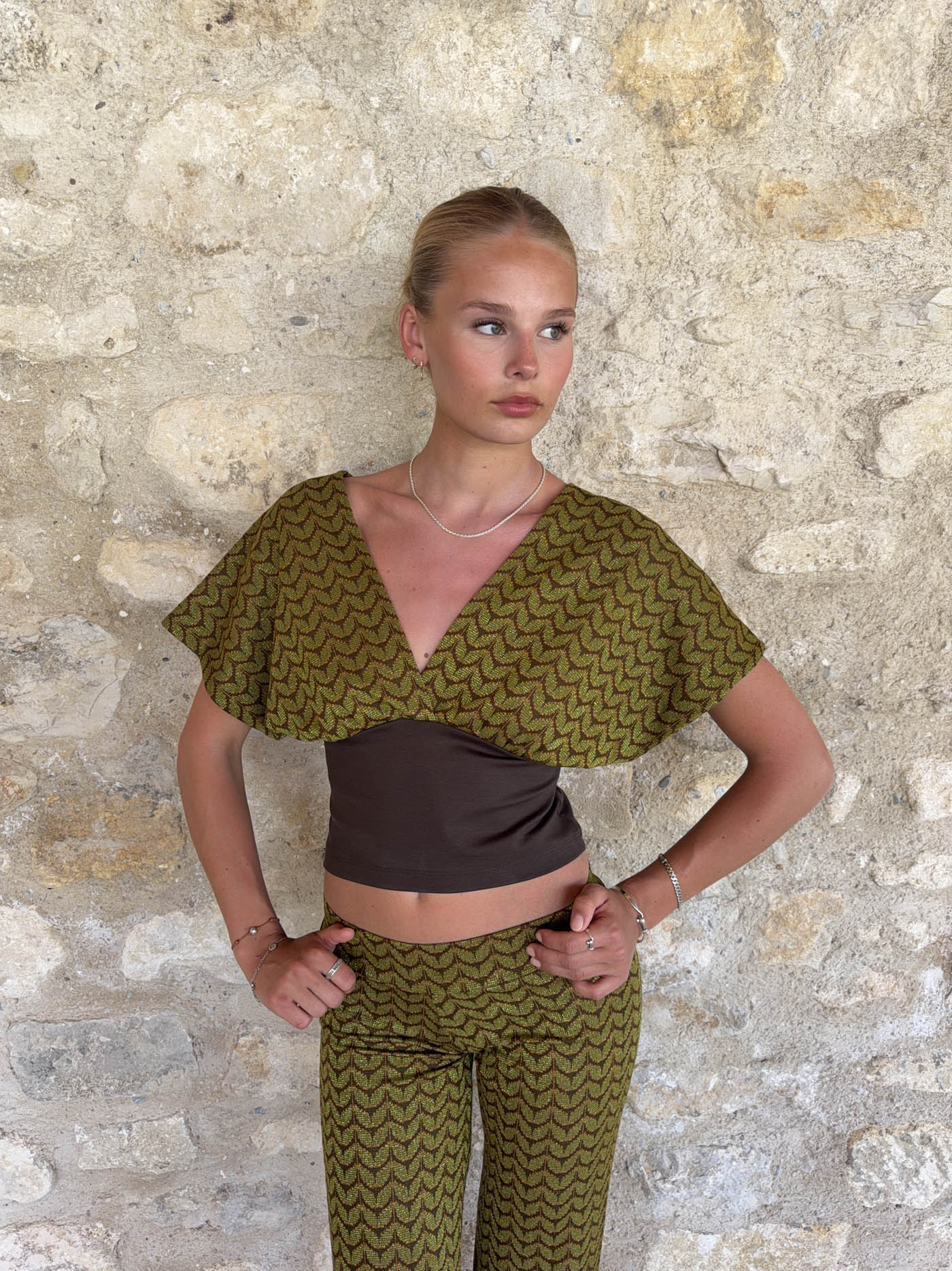 Livia top med mønster - Grøn/kaki - Image 15