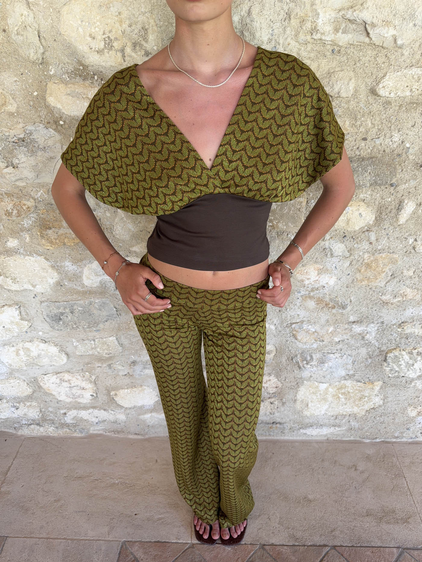 Livia top med mønster - Grøn/kaki - Image 4