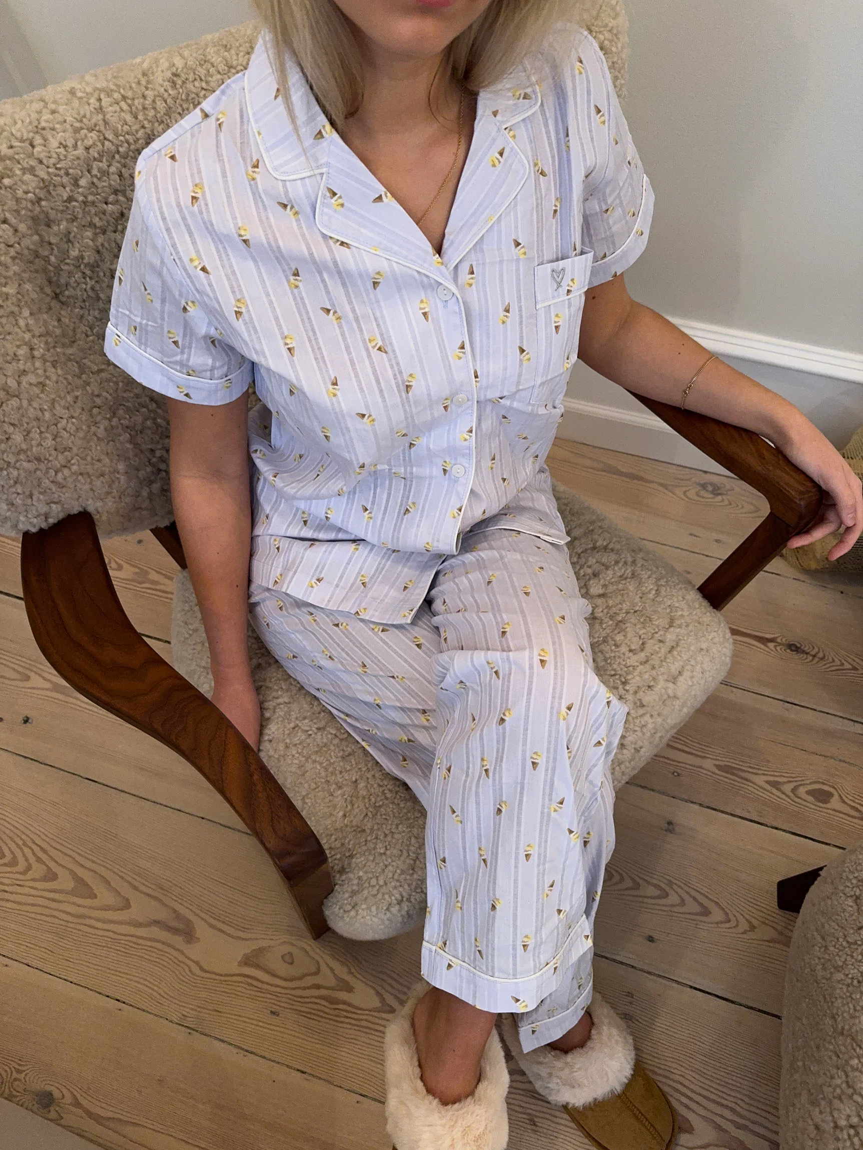 Tinna pyjamassæt med isvafler - Blå/hvid - Image 7