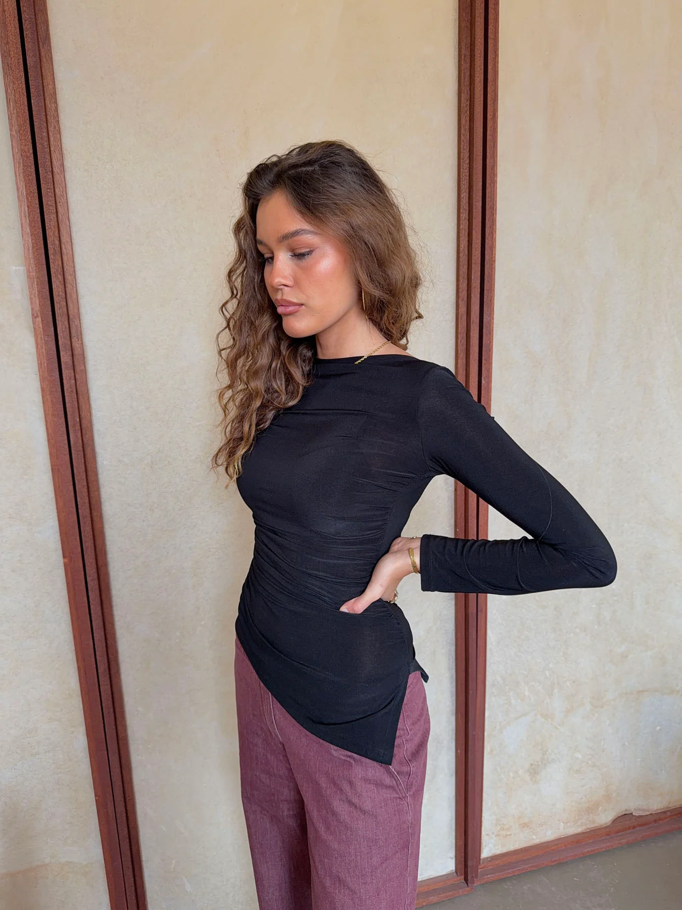 Florine bluse med lange ærmer - Sort - Image 9