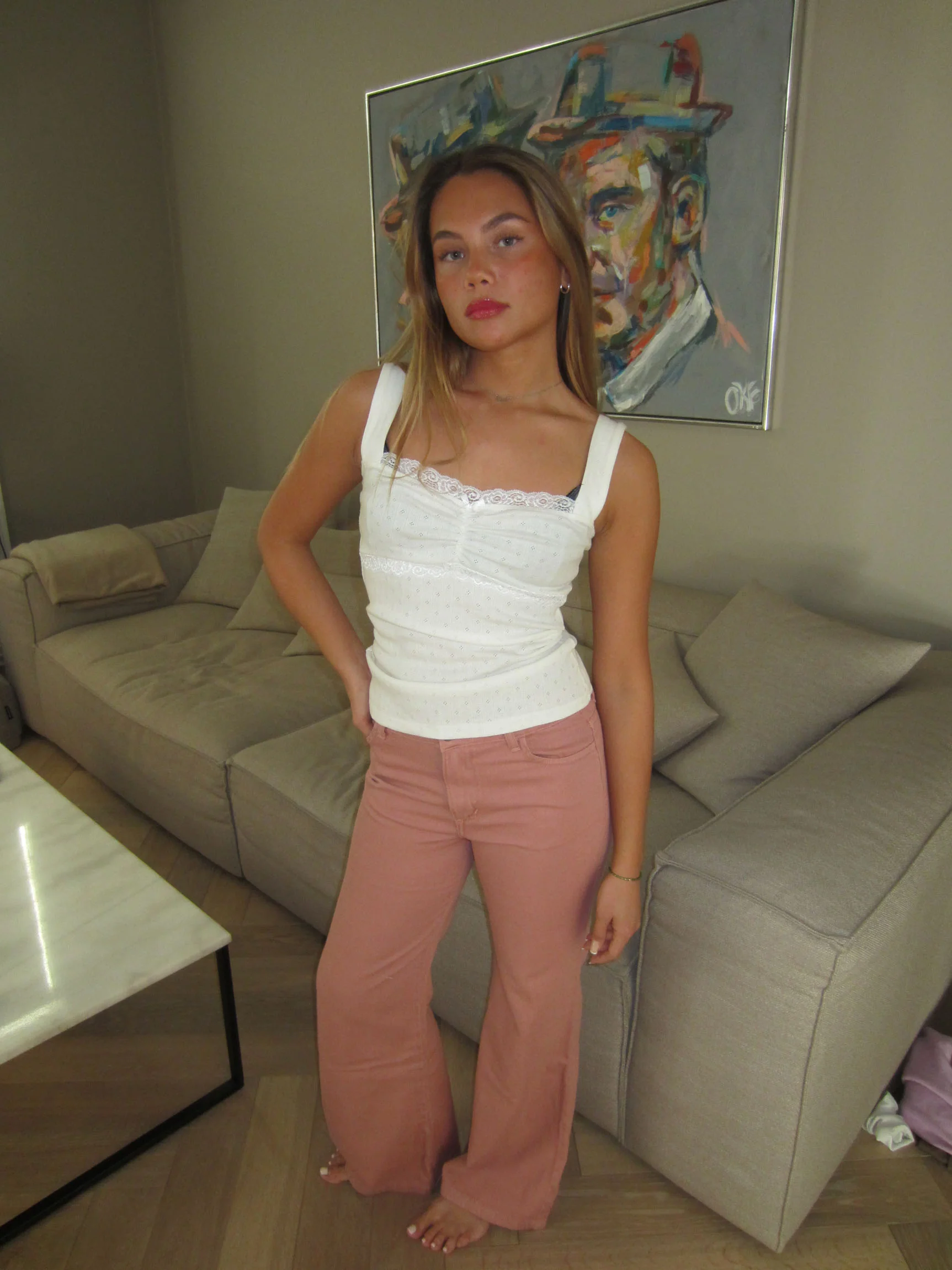 Thilda top med blondedetaljer - Hvid - Image 5