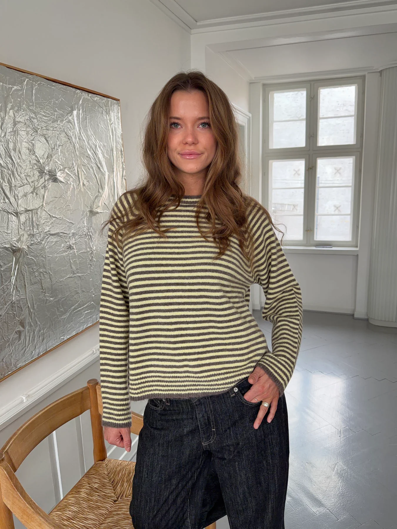 Lulanna striktrøje med striber - Gul/brun - Image 8