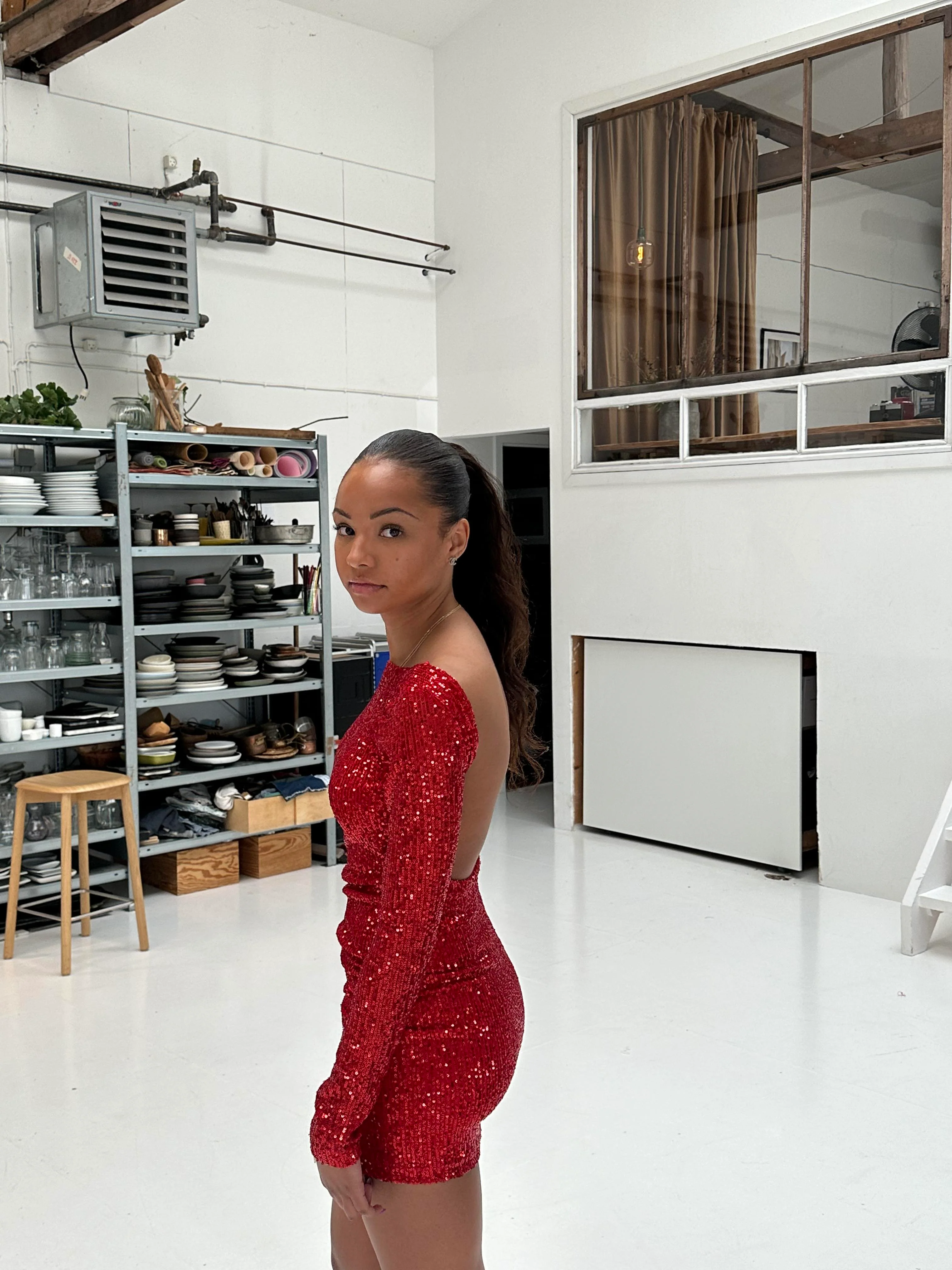 Calinda pallietkjole - Rød - Image 7