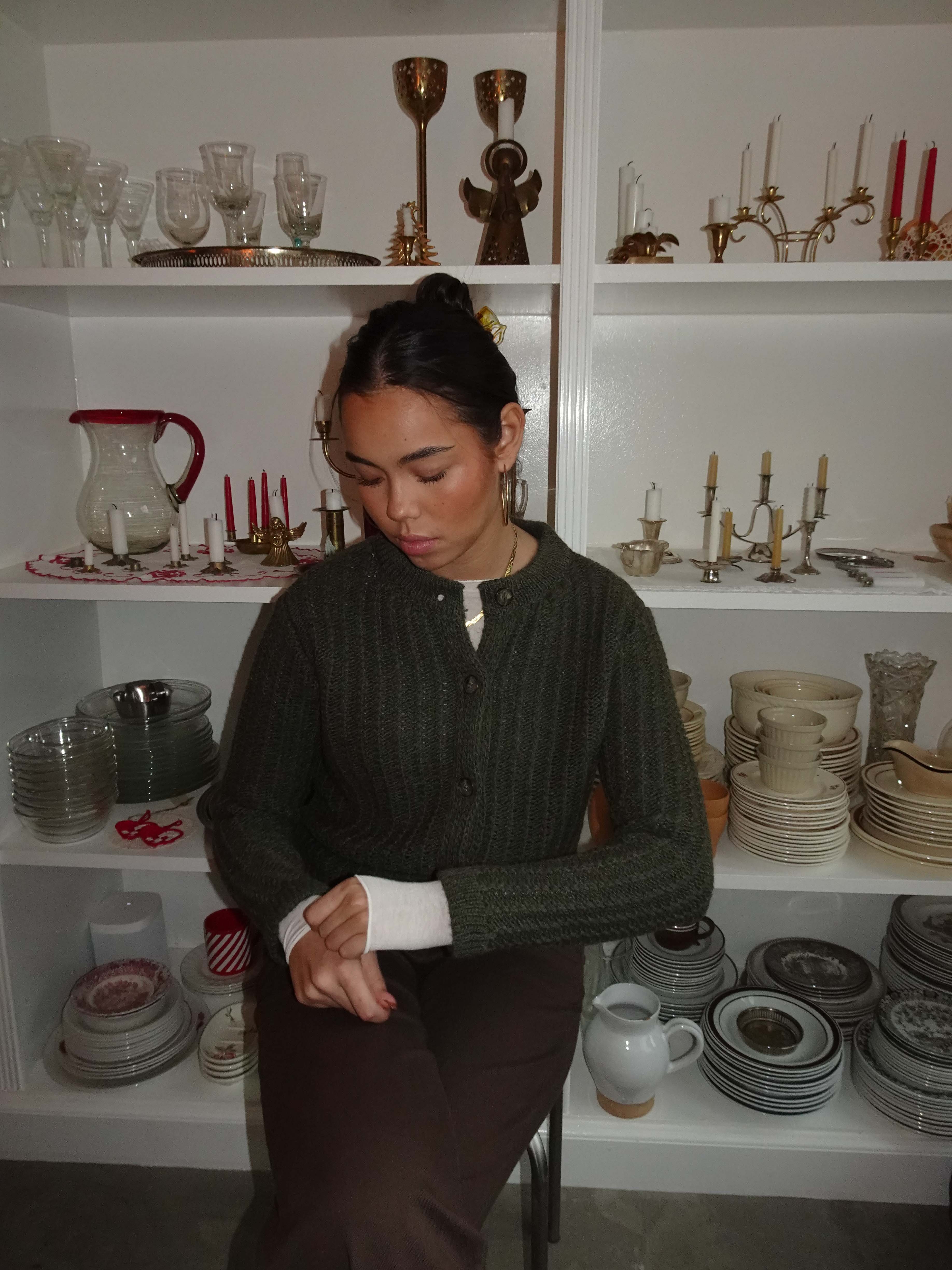 Vincent strikket cardigan - Mørkegrøn - Image 4