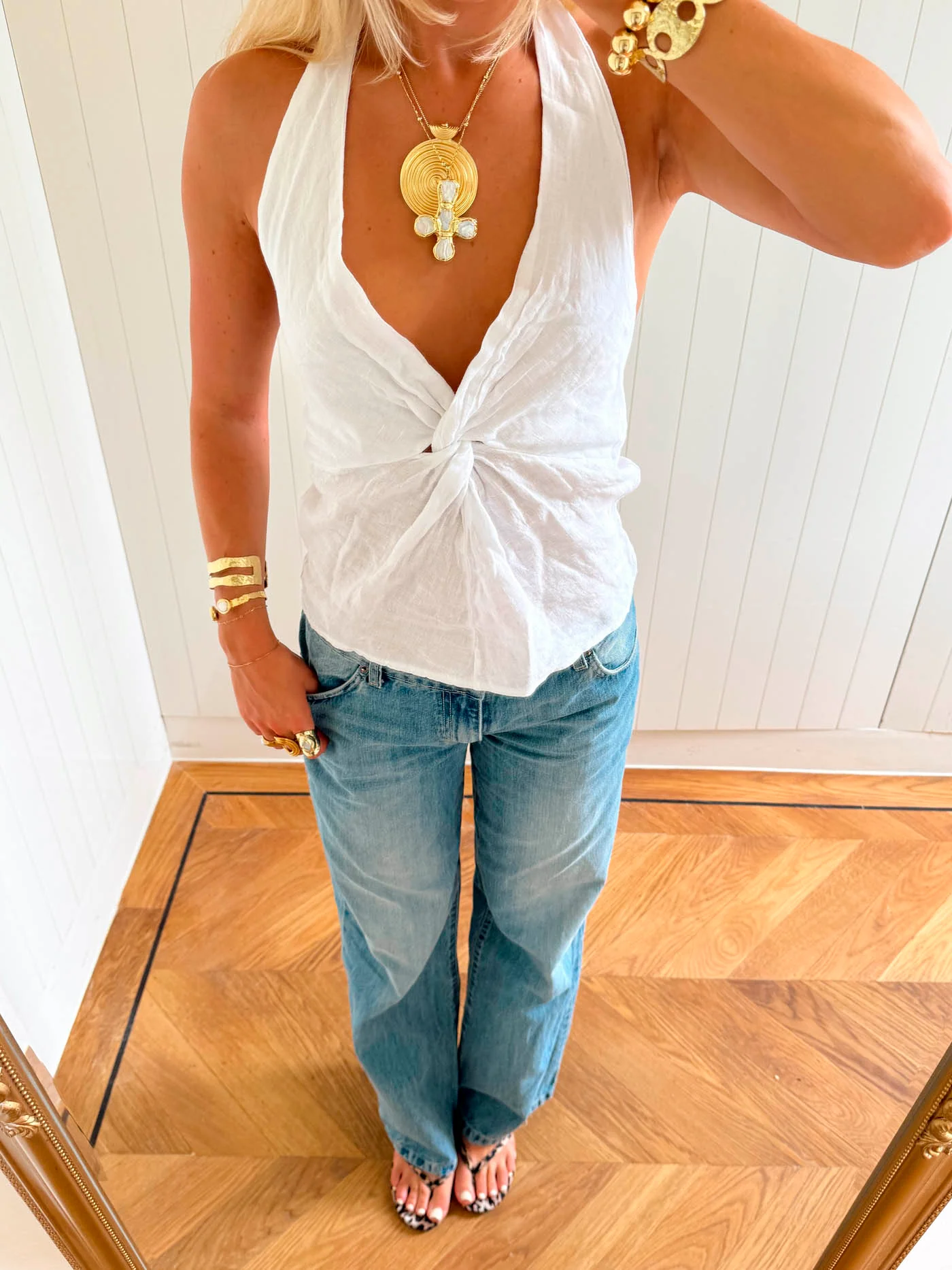 Scandivv halterneck-top med bindebĂĄnd - Hvid - Image 13