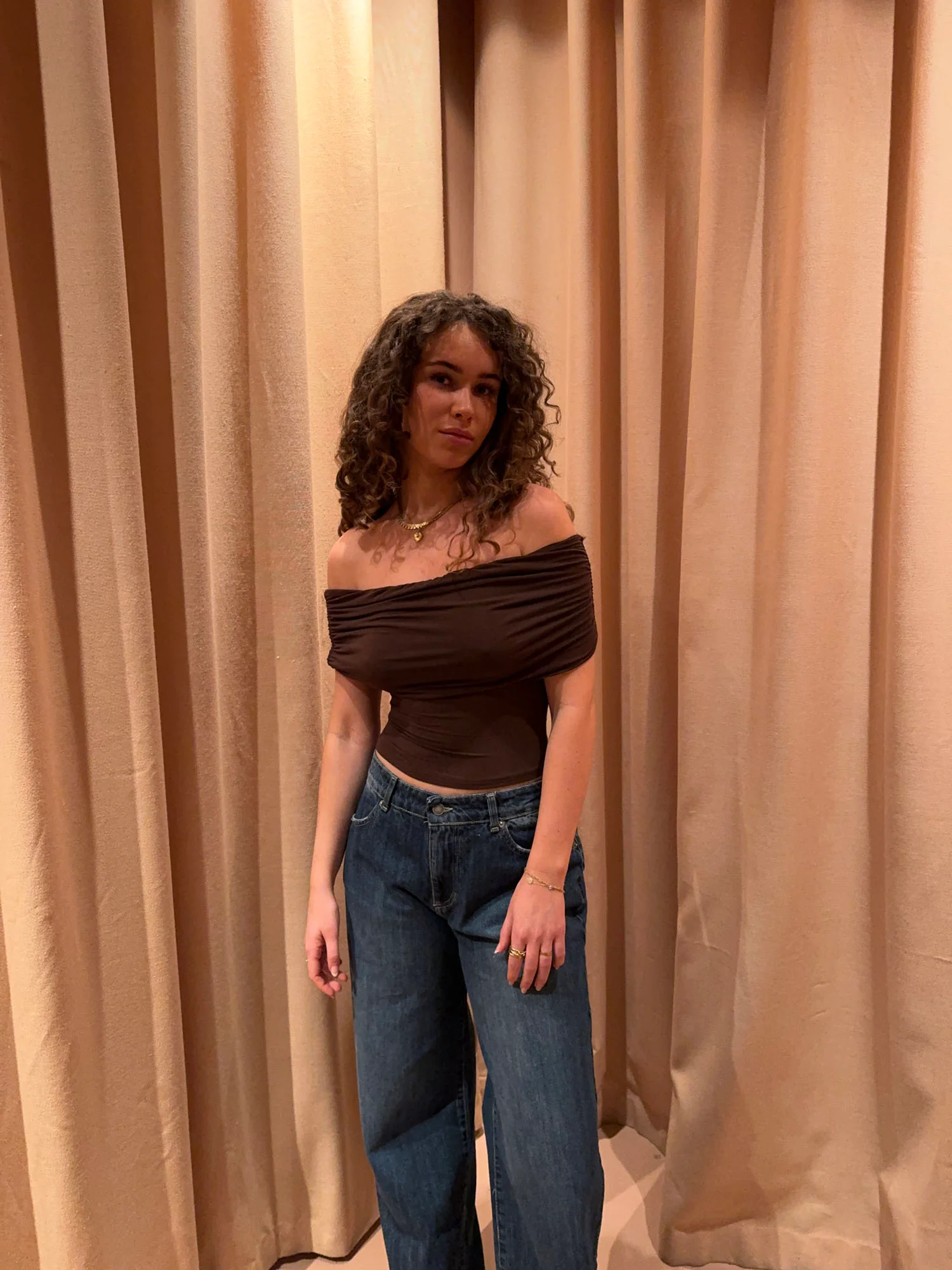 Celora off shoulder top - Brun - Image 5