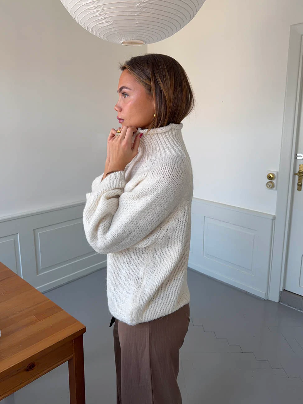Aire striktrøje med turtleneck - Off white - Image 11