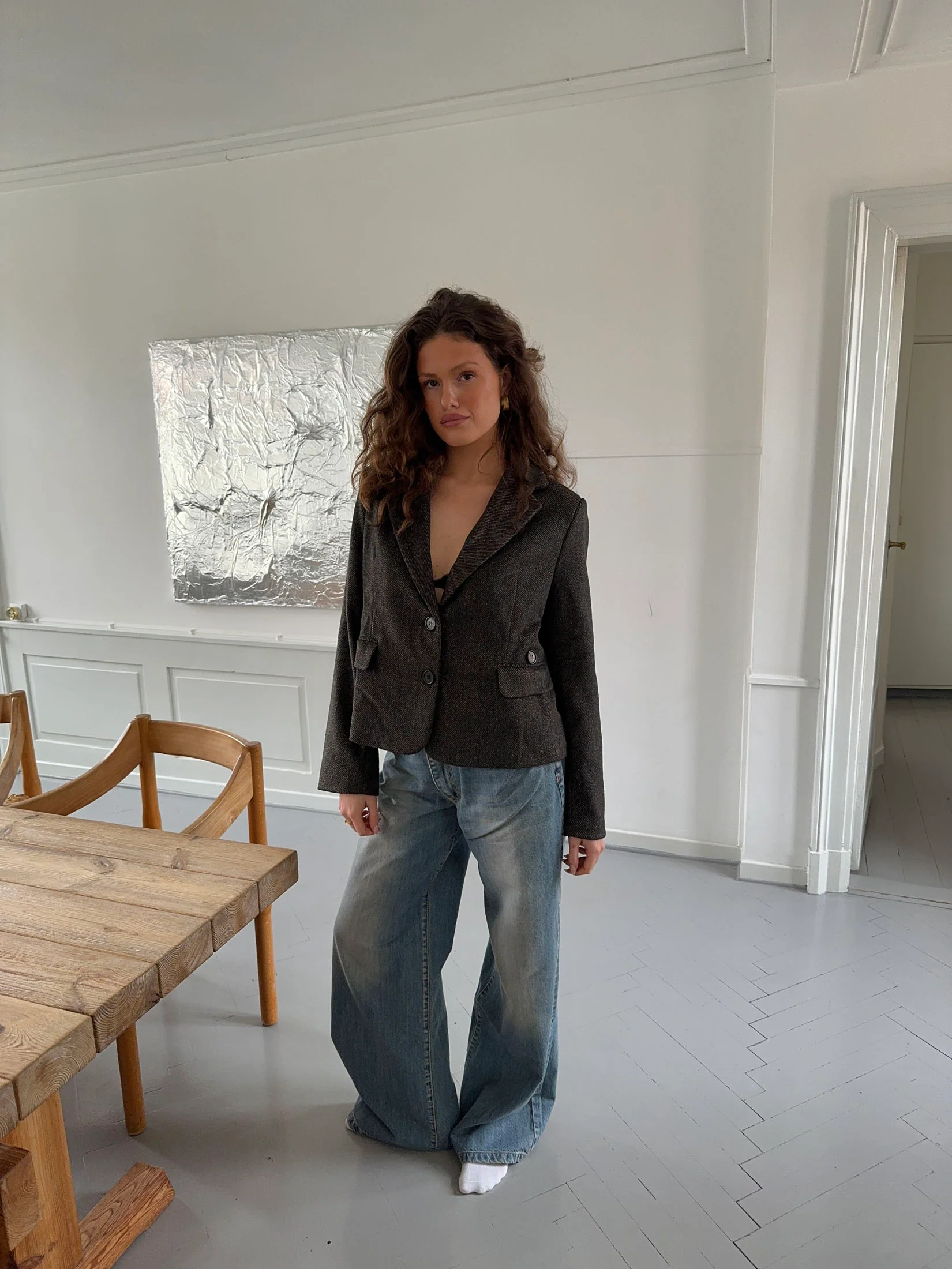 Anahita kort blazer - Mørkebrun/Sort - Image 13