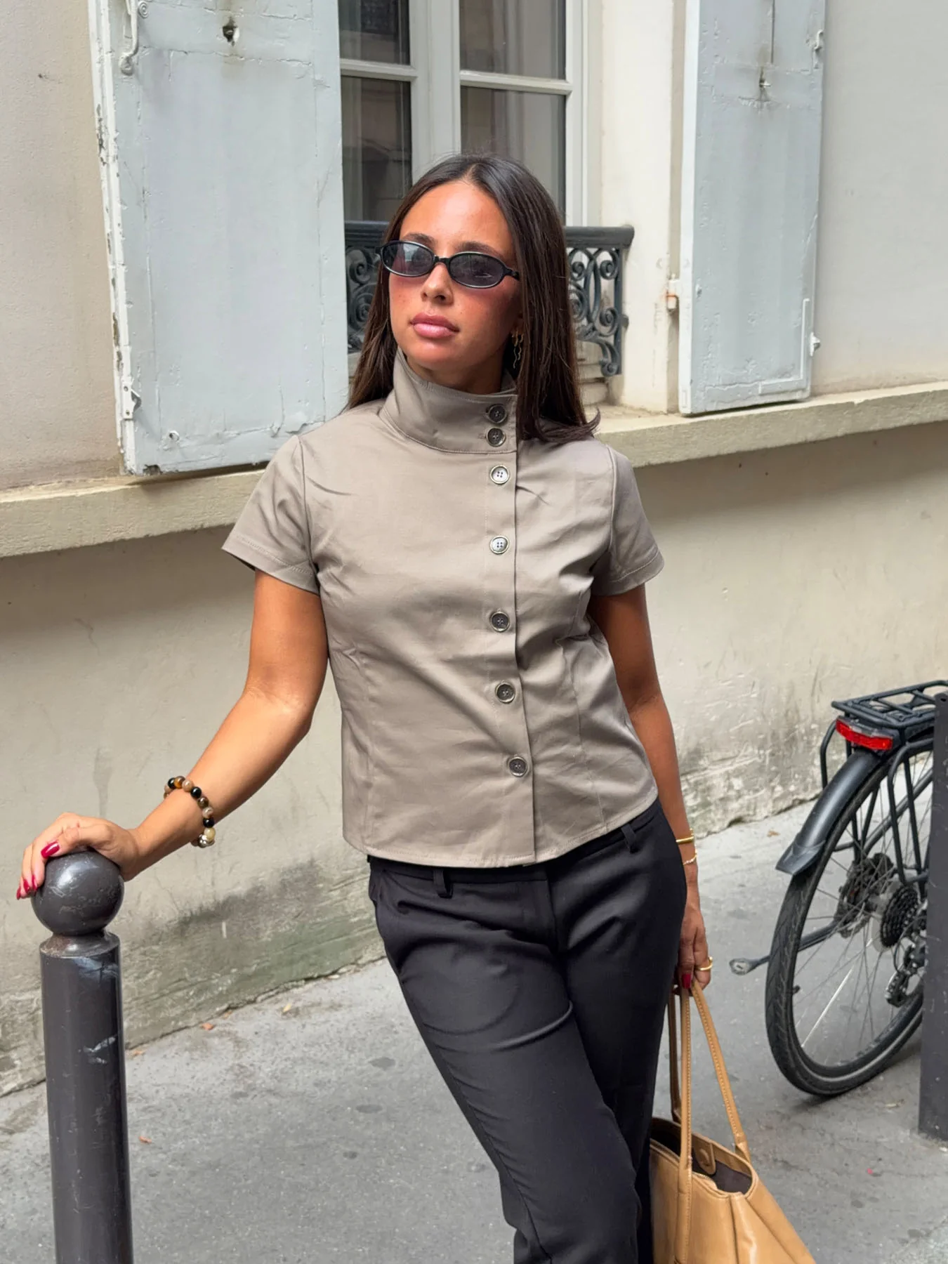 Maxima skjorte med knapper - Taupe - Image 4