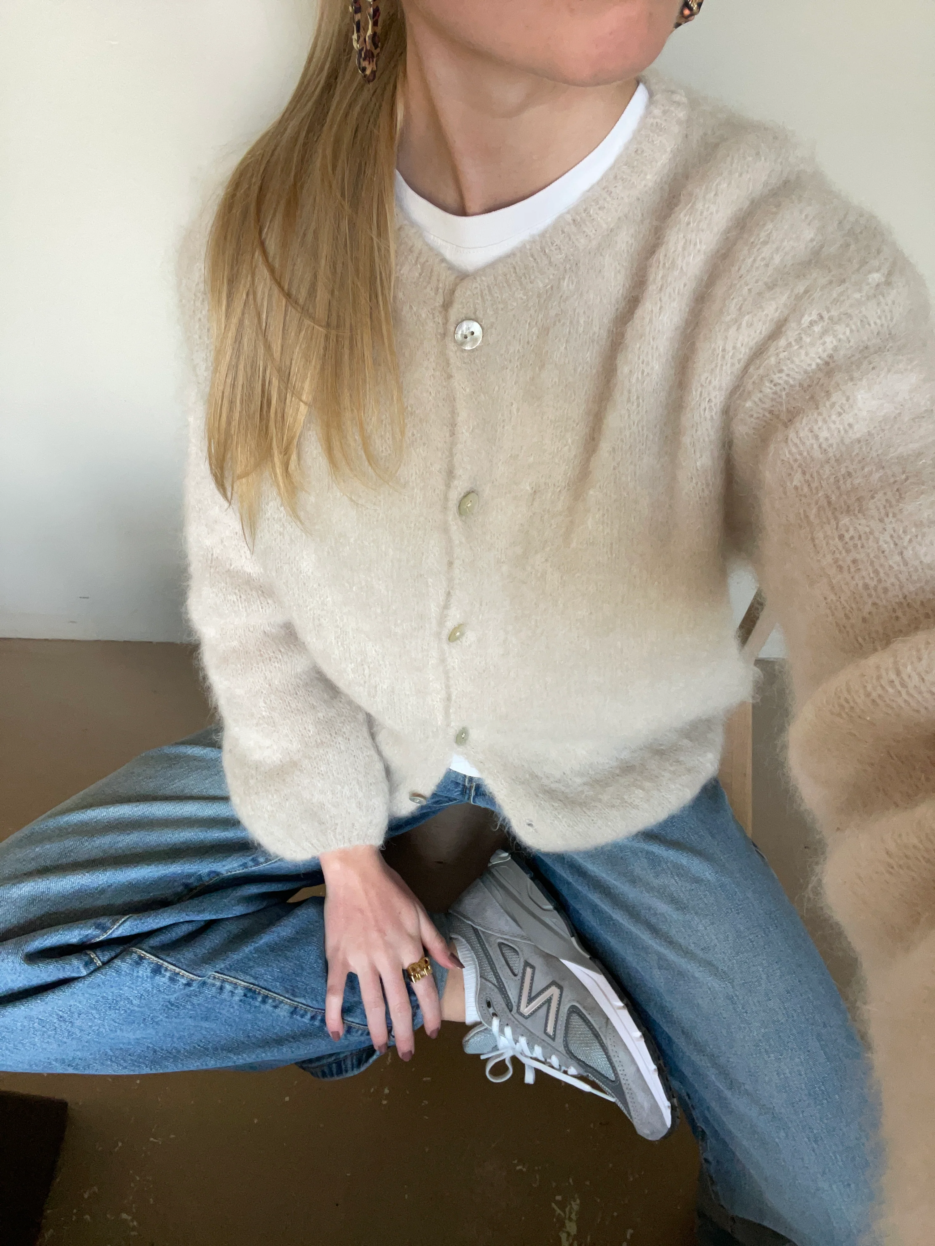 Jamilla mohair cardigan - Beige - Image 3