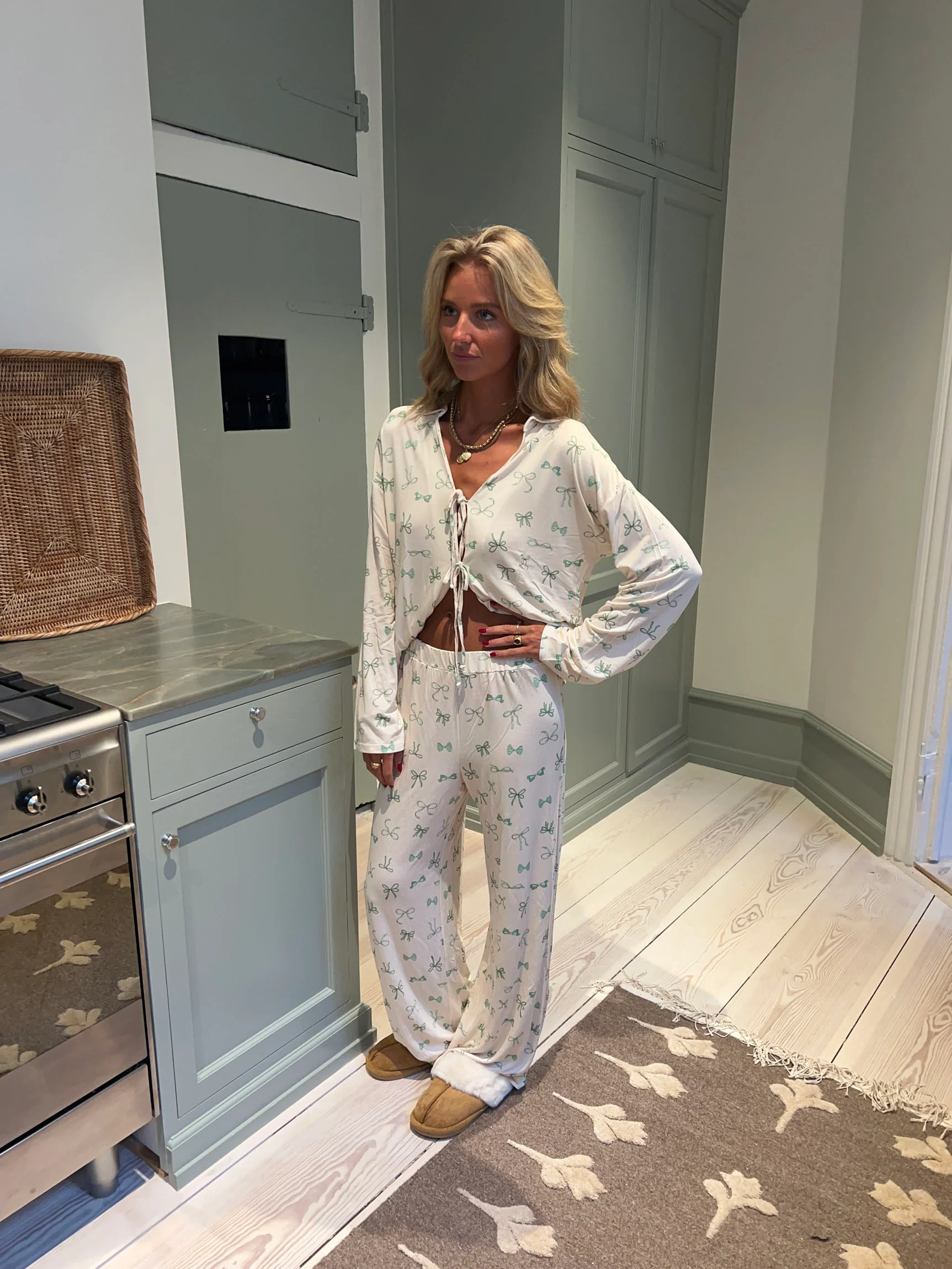 Linnea pyjamasbukser med sløjfer - Off white - Image 8