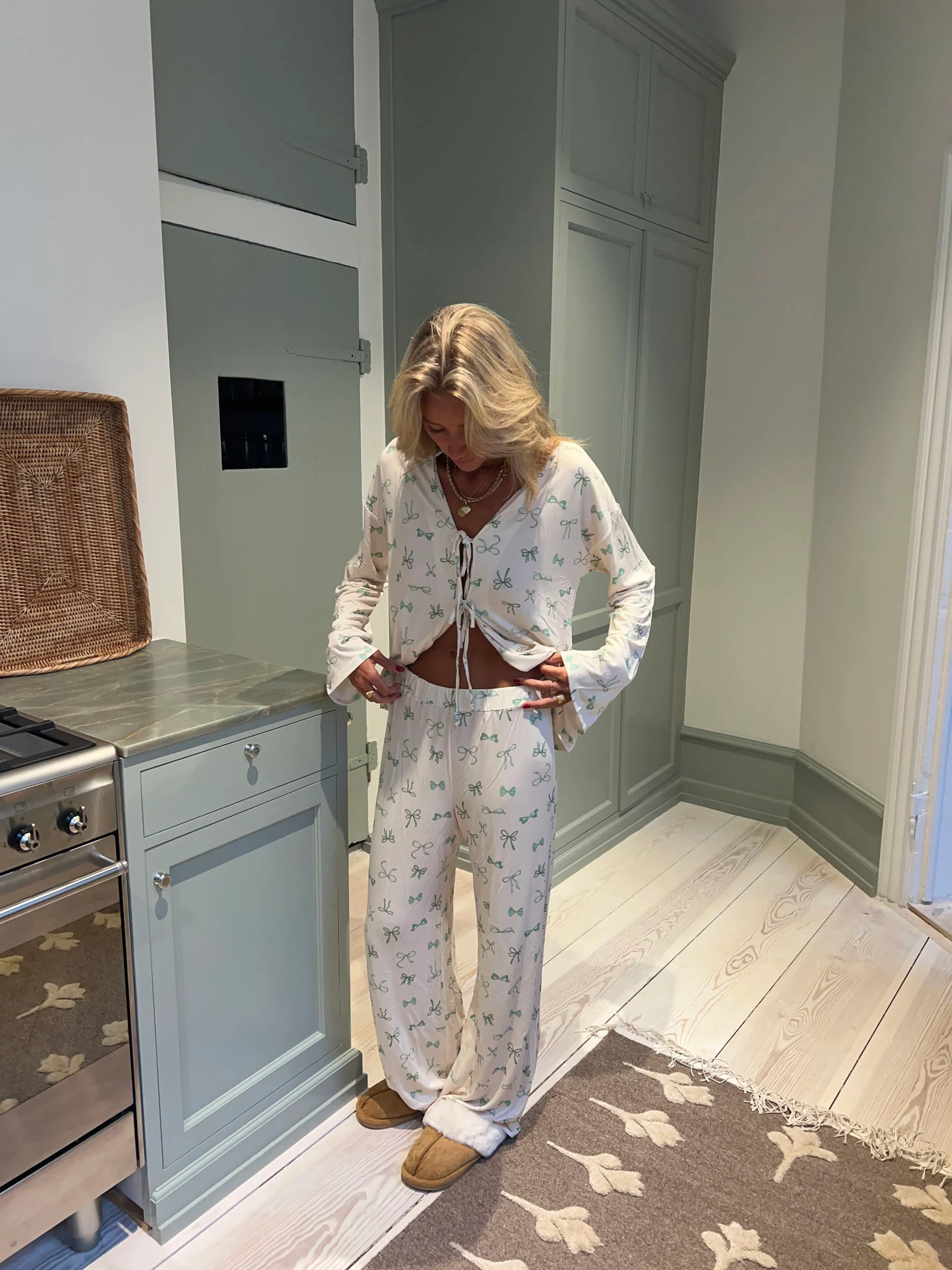 Linnea pyjamasbukser med sløjfer - Off white - Image 9