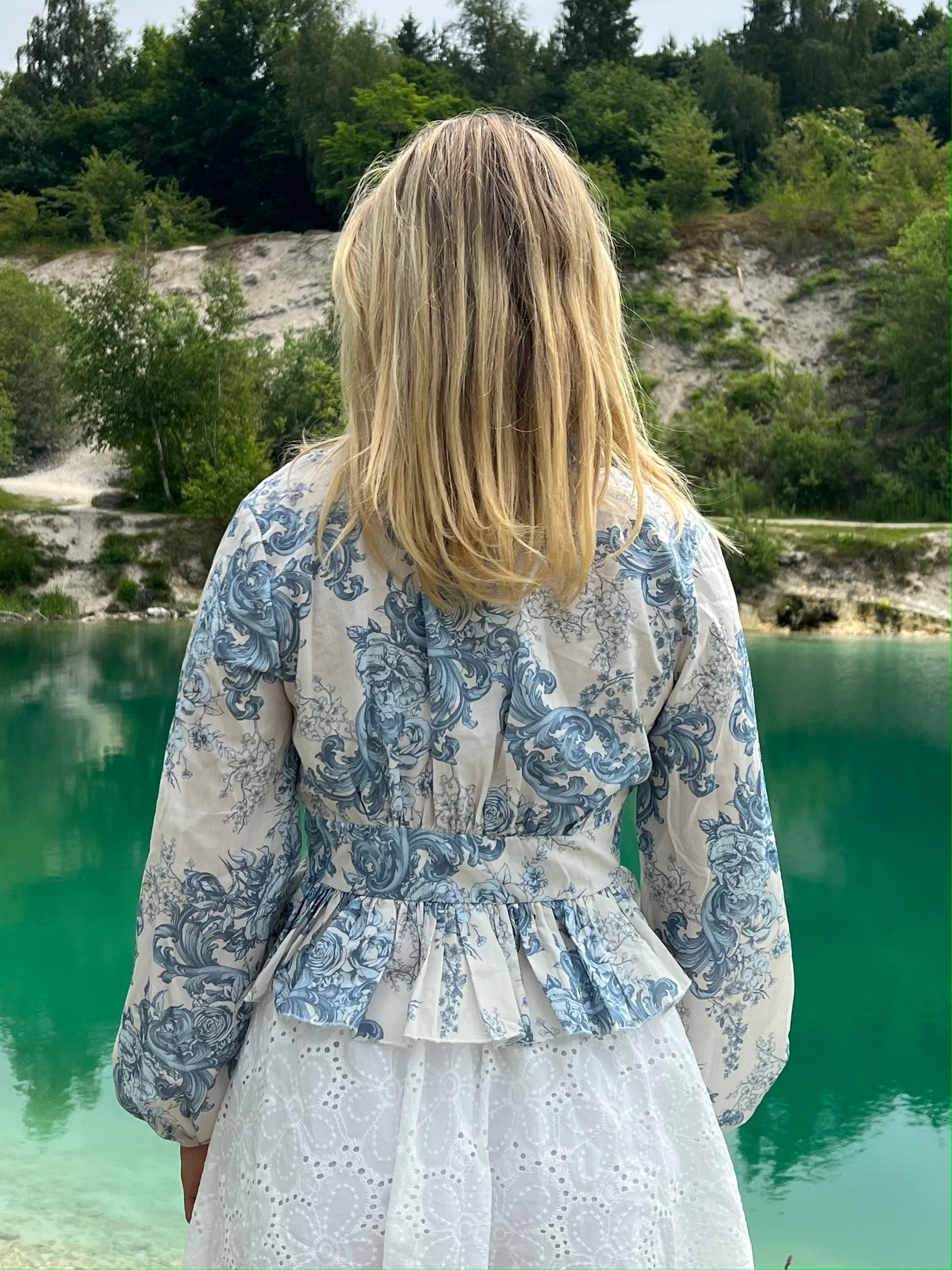 Agathe bluse - hvid/blå - Image 7