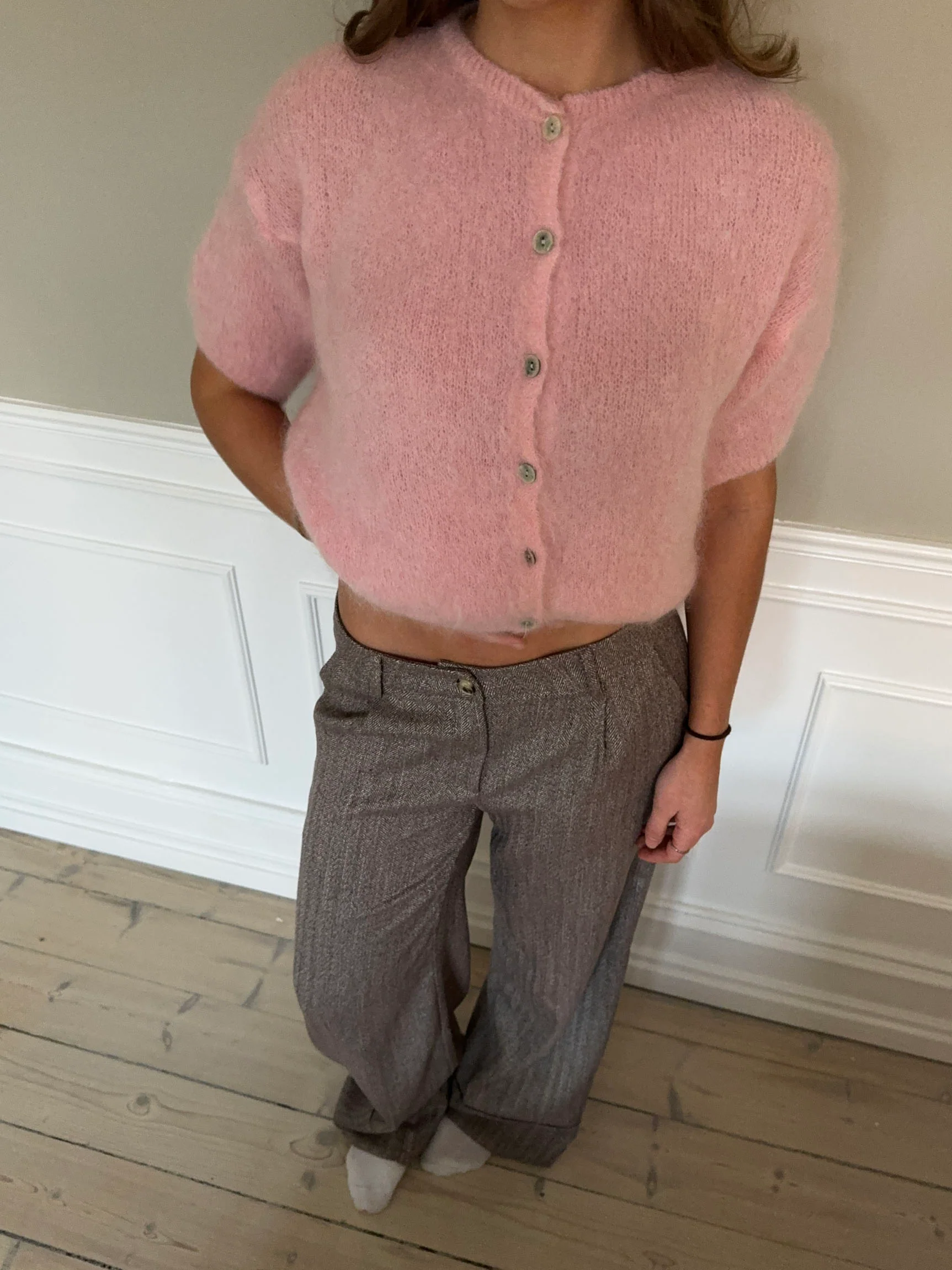 Olivia kortærmet mohair cardigan - Lyserød - Image 9